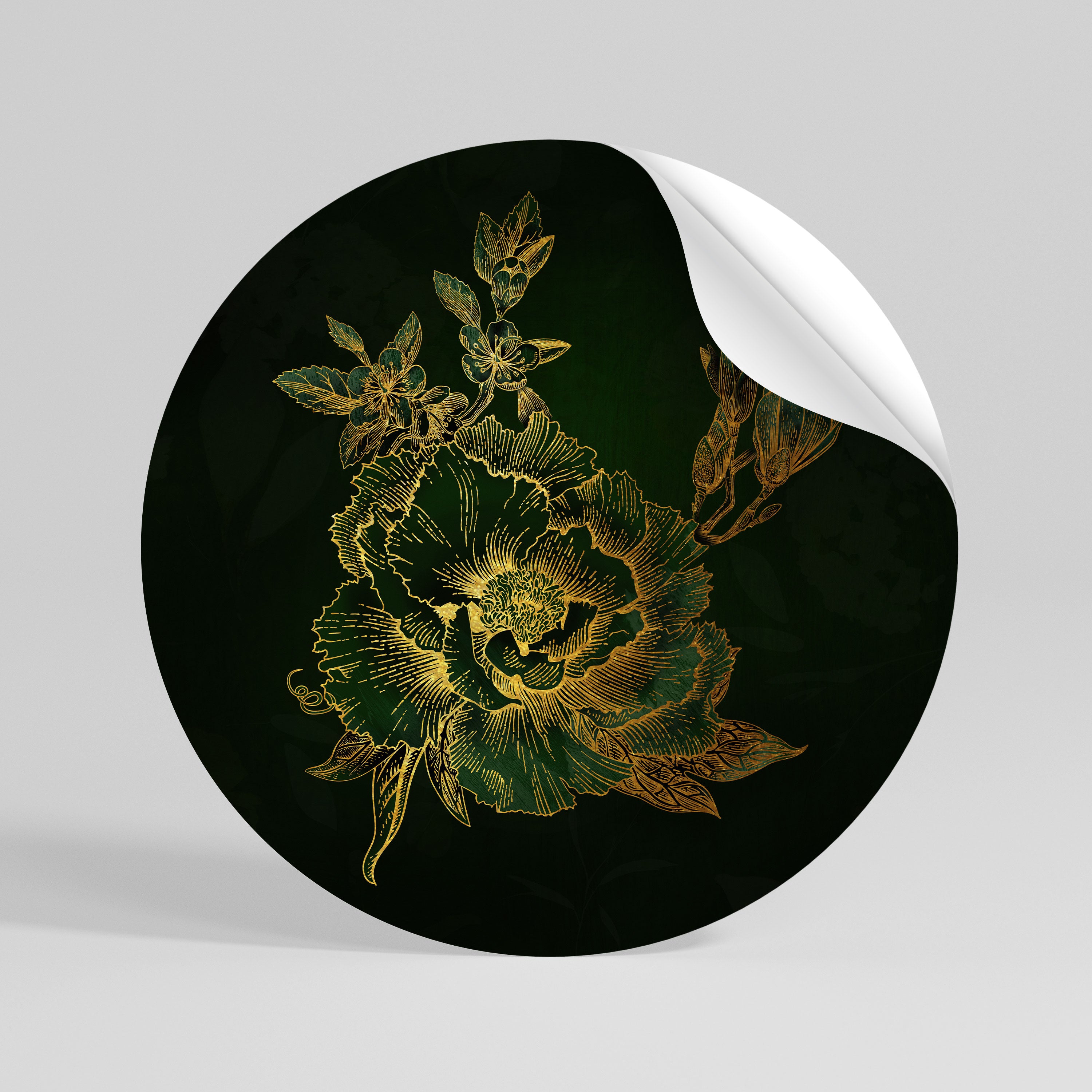 MIDNIGHT FLORAL GLIMMER Peel and Stick Round Sticker