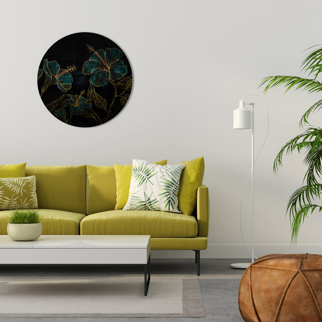 Arte de pared redondo EMBERED BLOOM