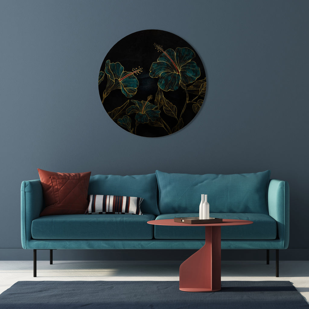 Arte de pared redondo EMBERED BLOOM