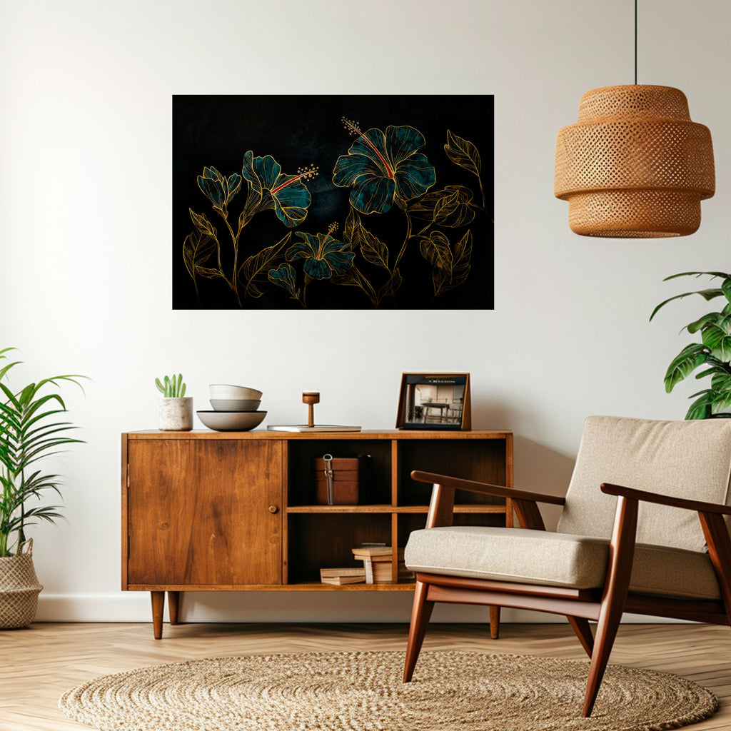 EMBERED BLOOM Peel and Stick Horizontal Poster