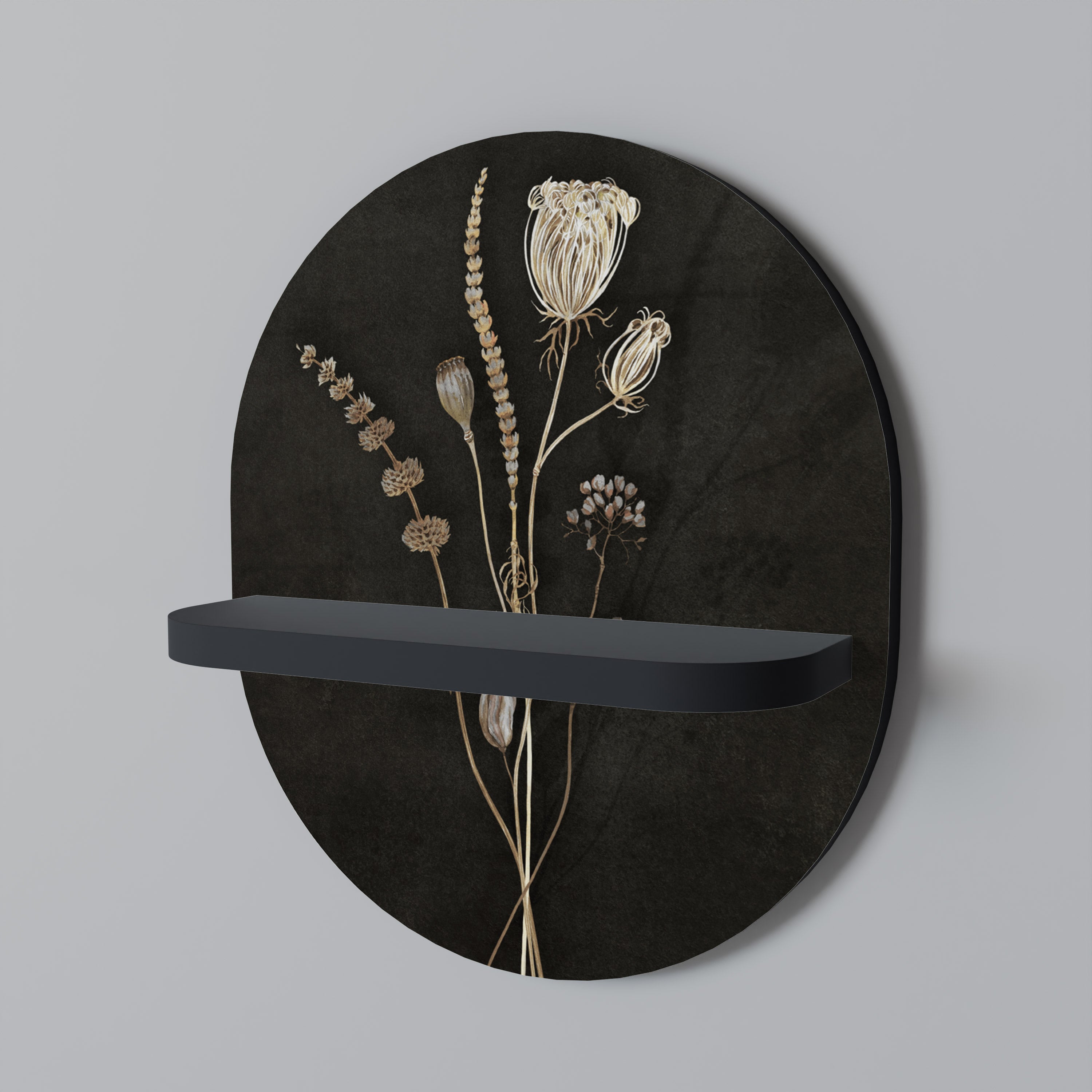 MEADOW ART. Estantería de arte ovalada con acabado negro.