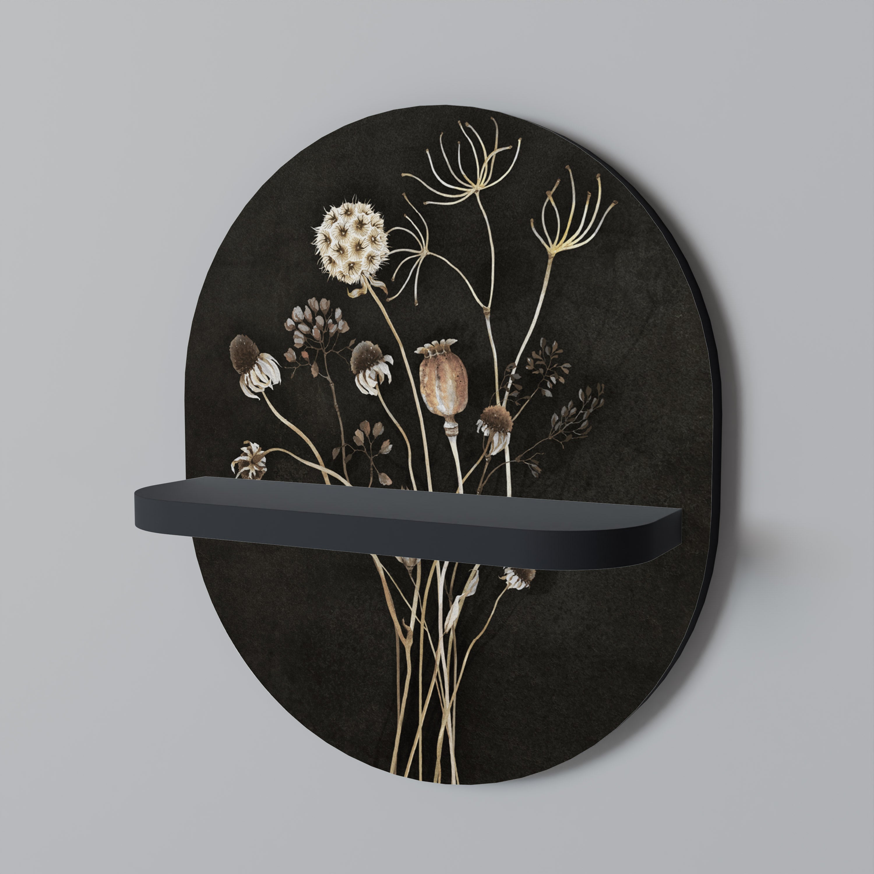 Estantería de arte ovalada MEADOW SHADES con acabado negro