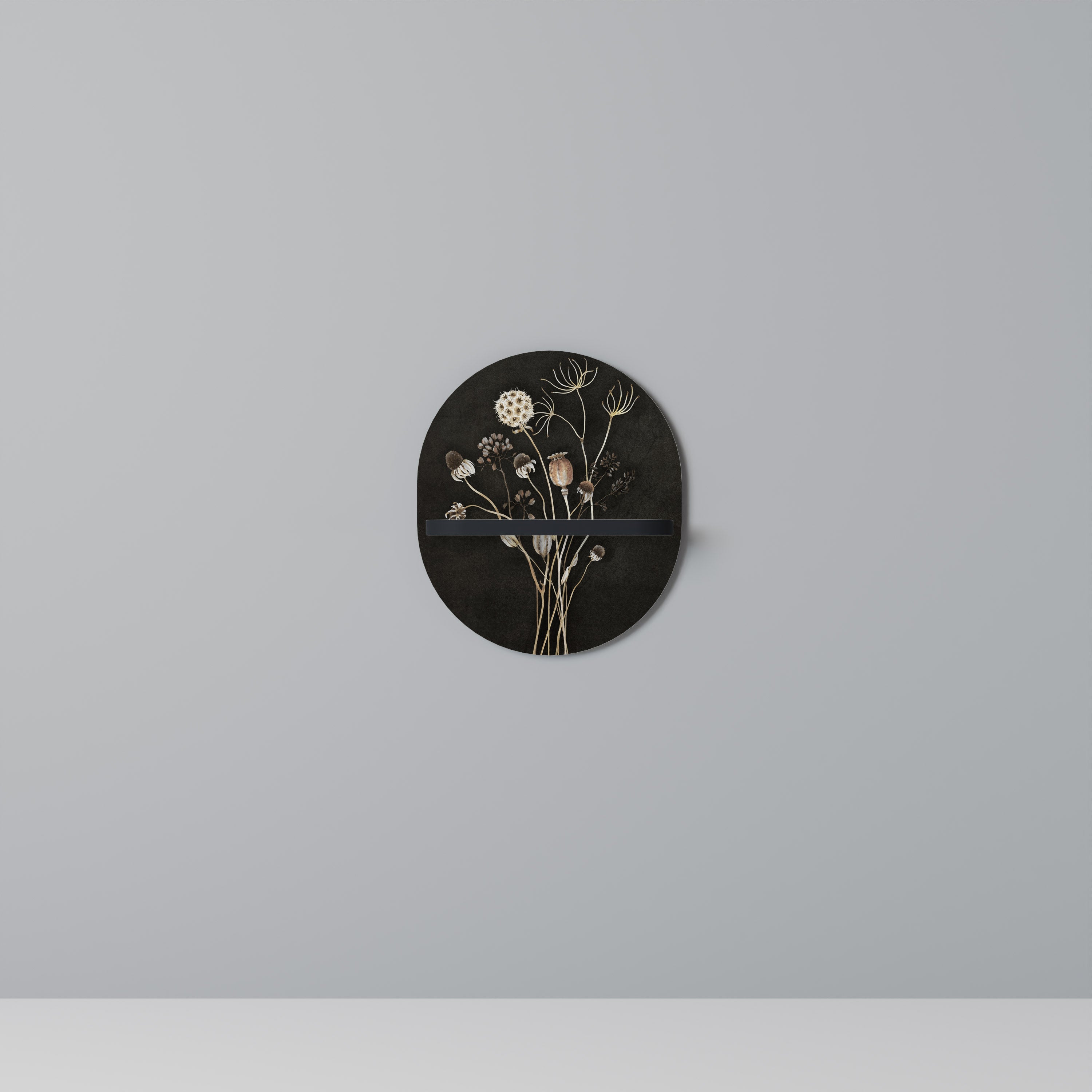 Estantería de arte ovalada MEADOW SHADES con acabado negro