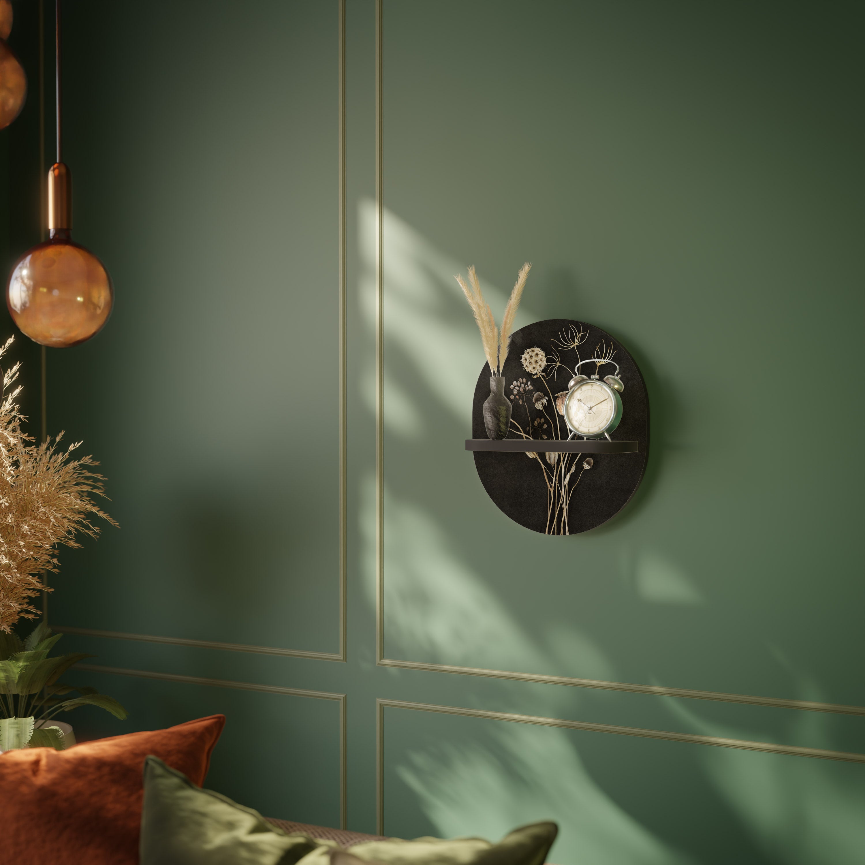 Estantería de arte ovalada MEADOW SHADES con acabado negro