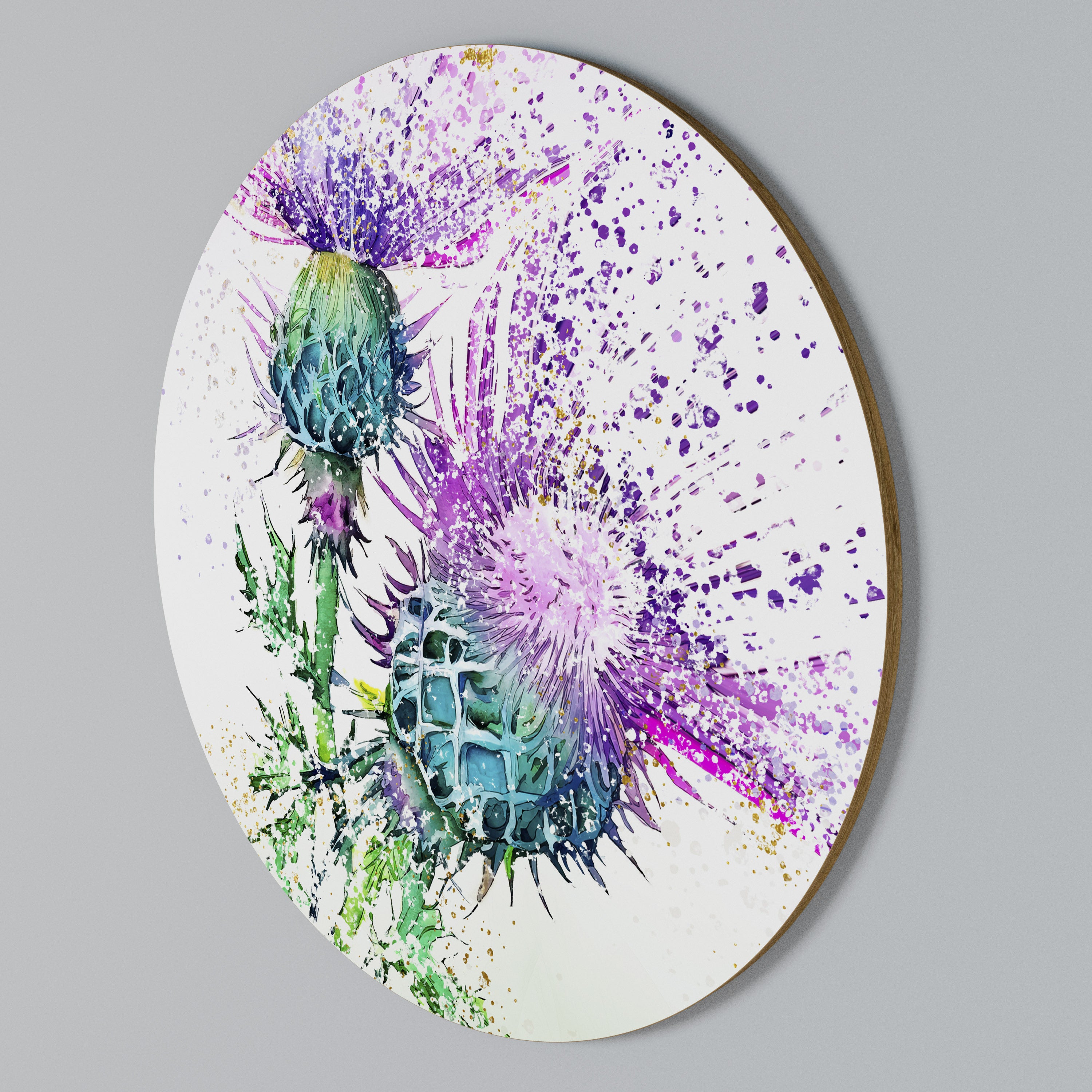 COLORFUL THISTLE DANCE Arte de pared redondo