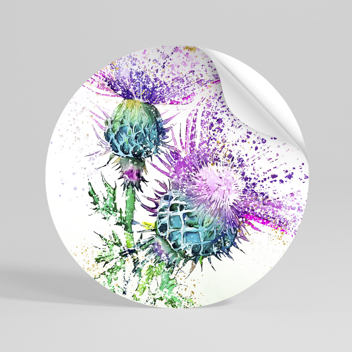 COLORFUL THISTLE DANCE Vinilo adhesivo redondo