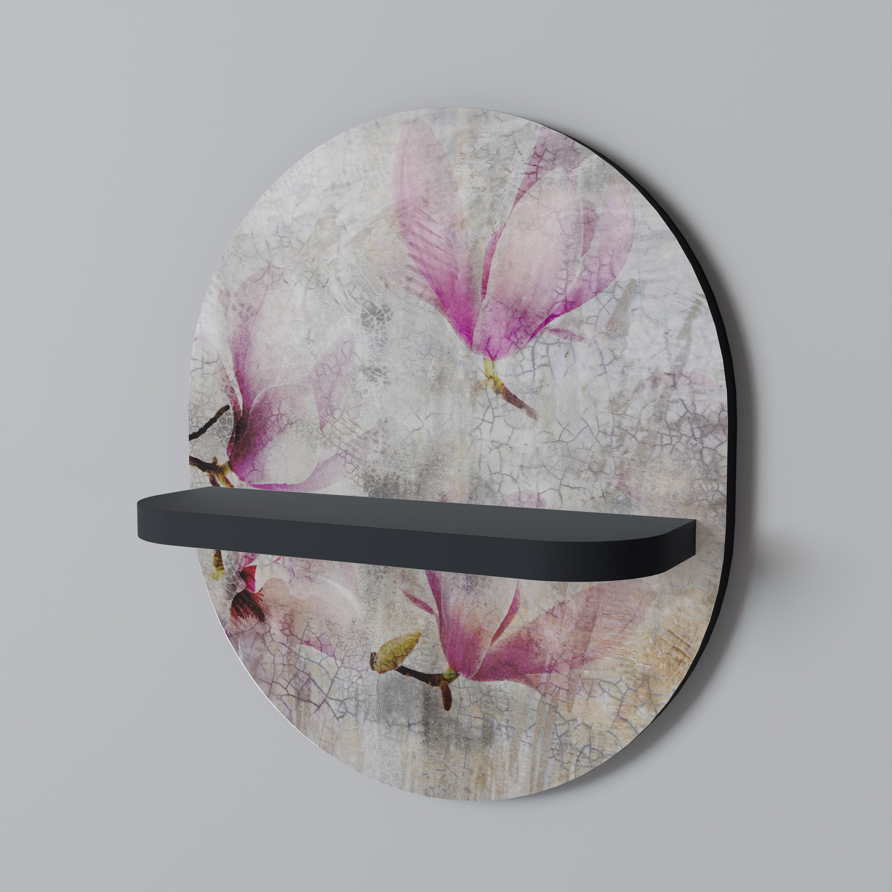 Estantería de arte ovalada Magnolia Impresionante en acabado negro