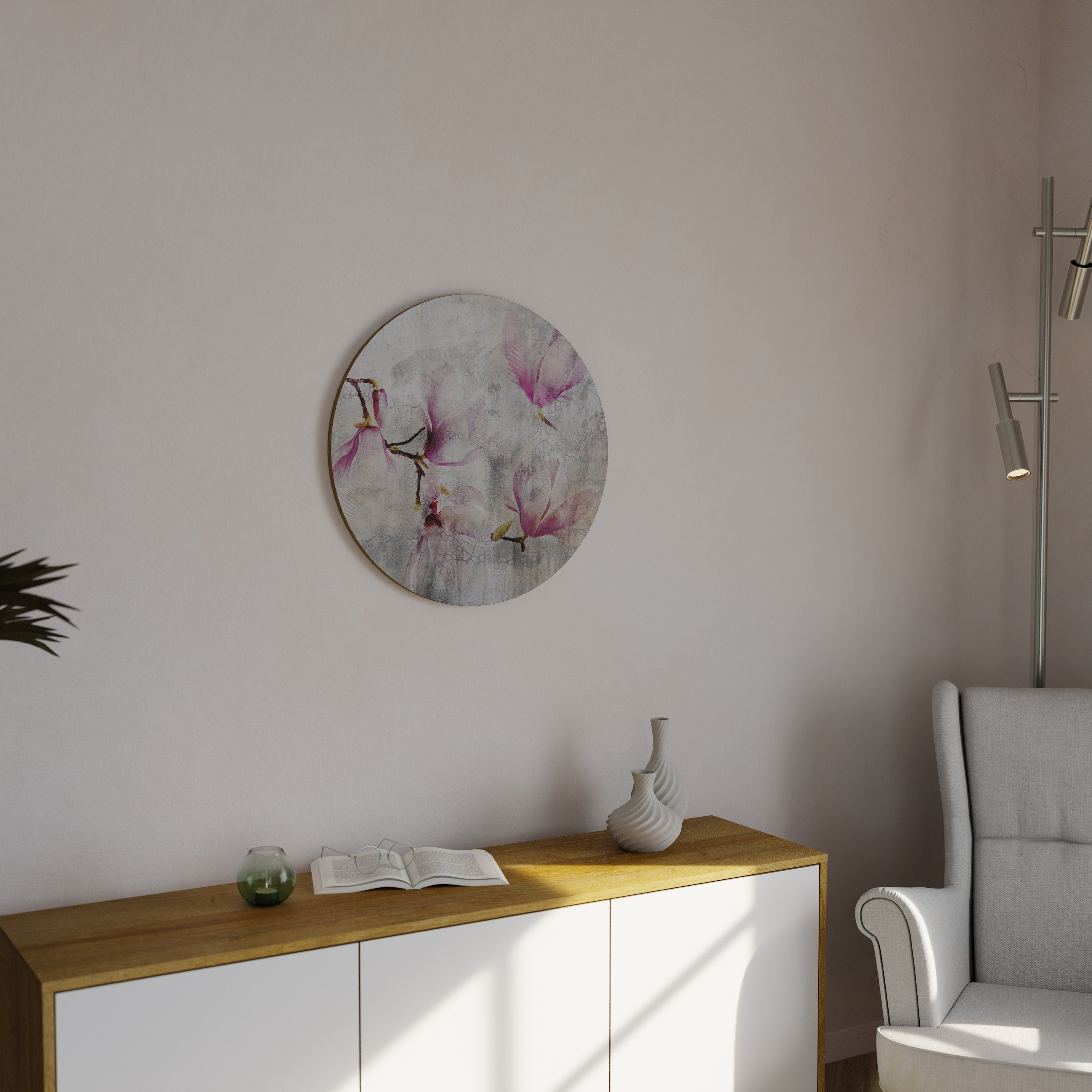 Arte de pared redondo MAGNOLIA ASOMBROSA