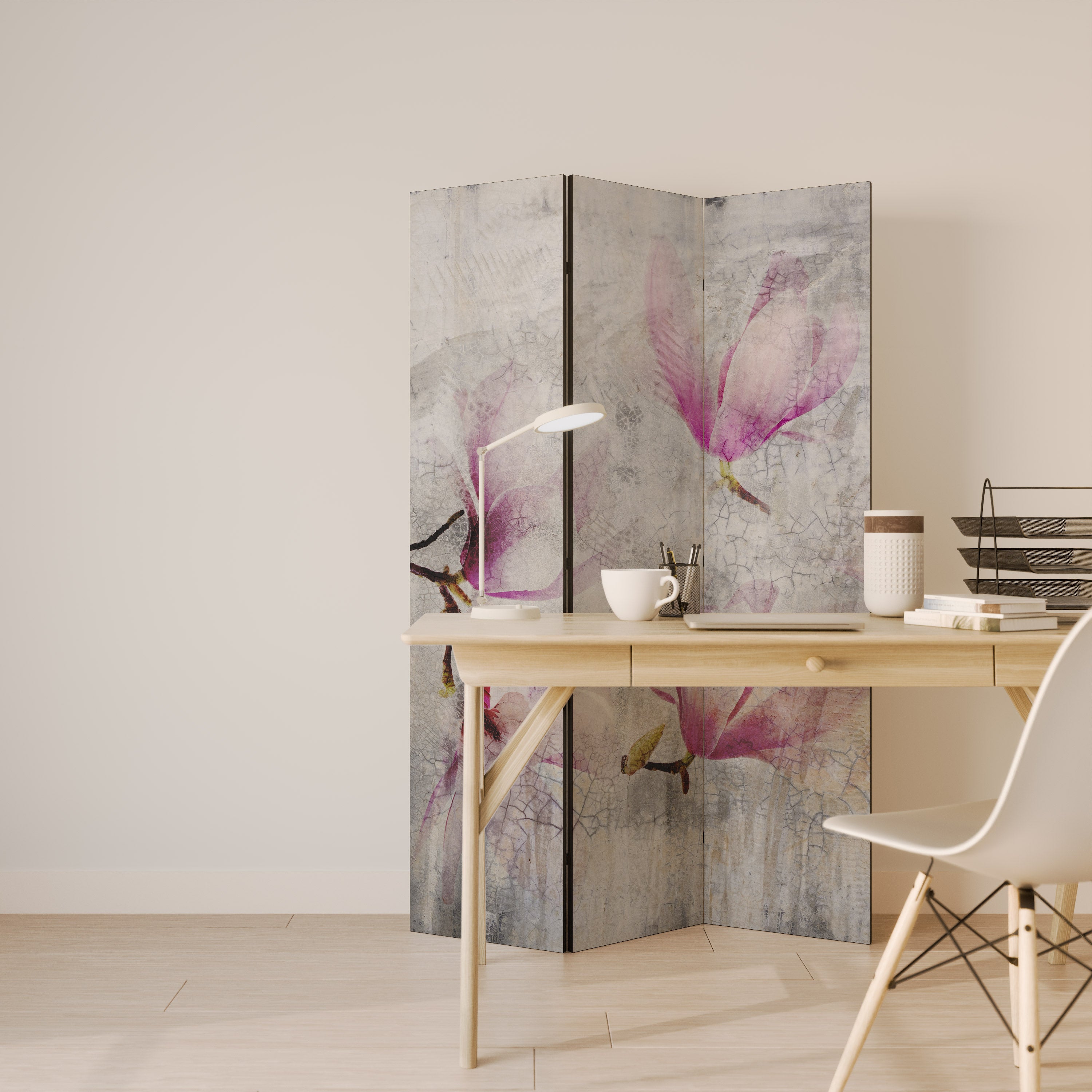 Biombo decorativo de 3 paneles ASTONISHING MAGNOLIA