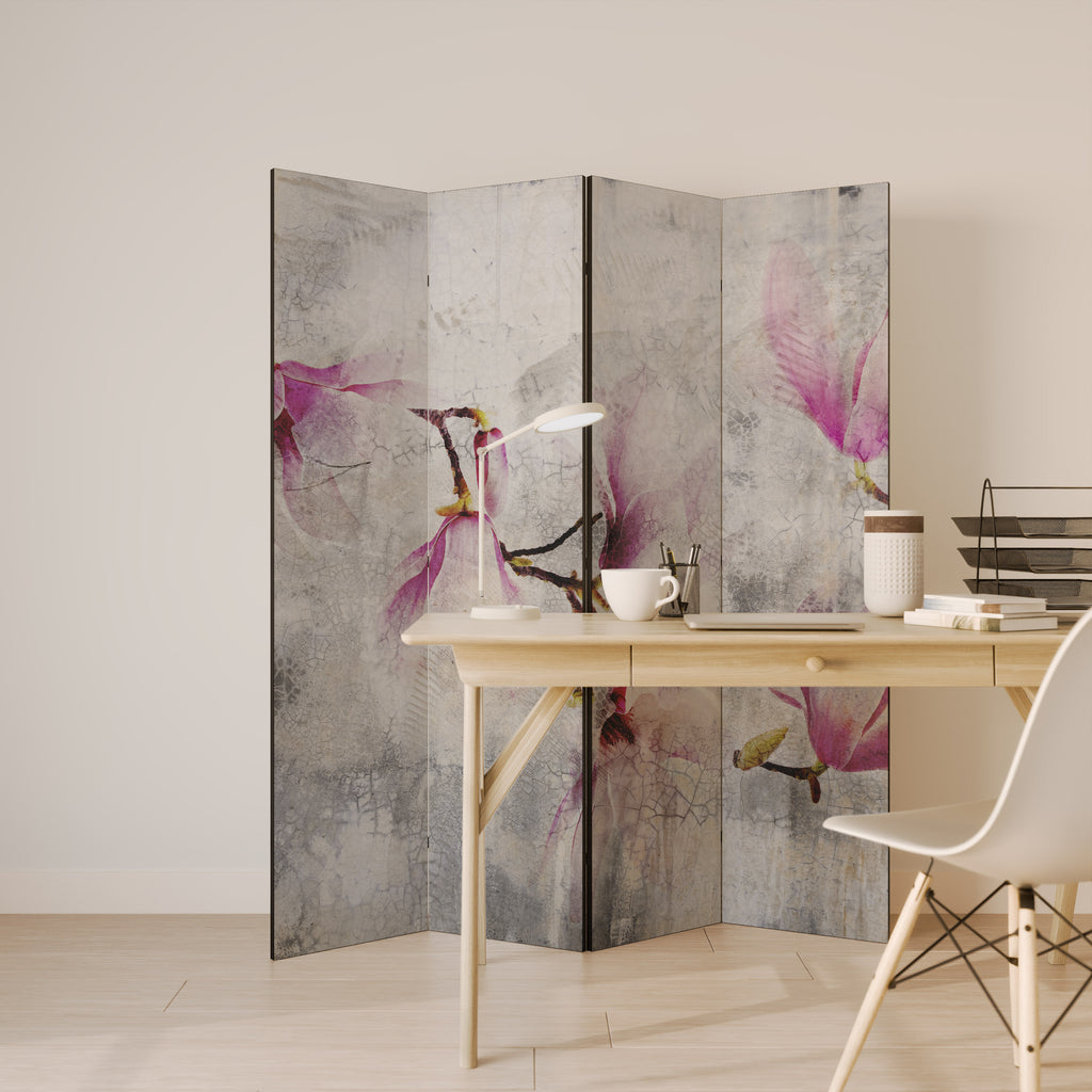 Biombo decorativo de 4 paneles ASTONISHING MAGNOLIA