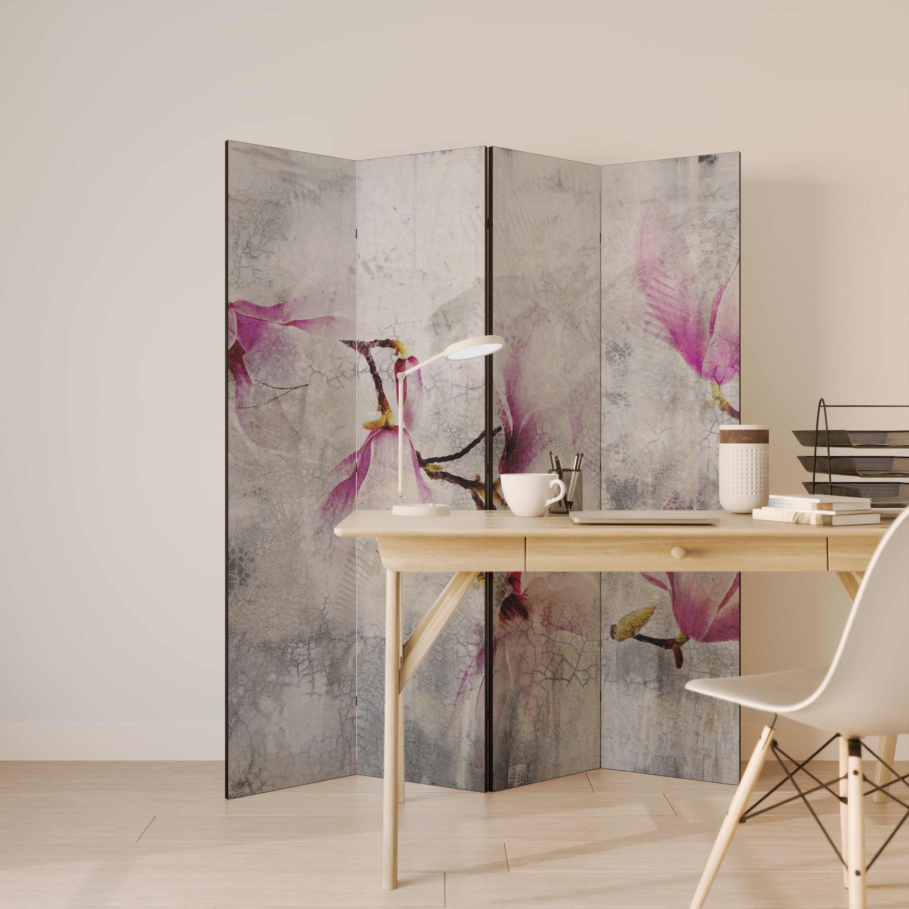 Biombo decorativo de 4 paneles ASTONISHING MAGNOLIA