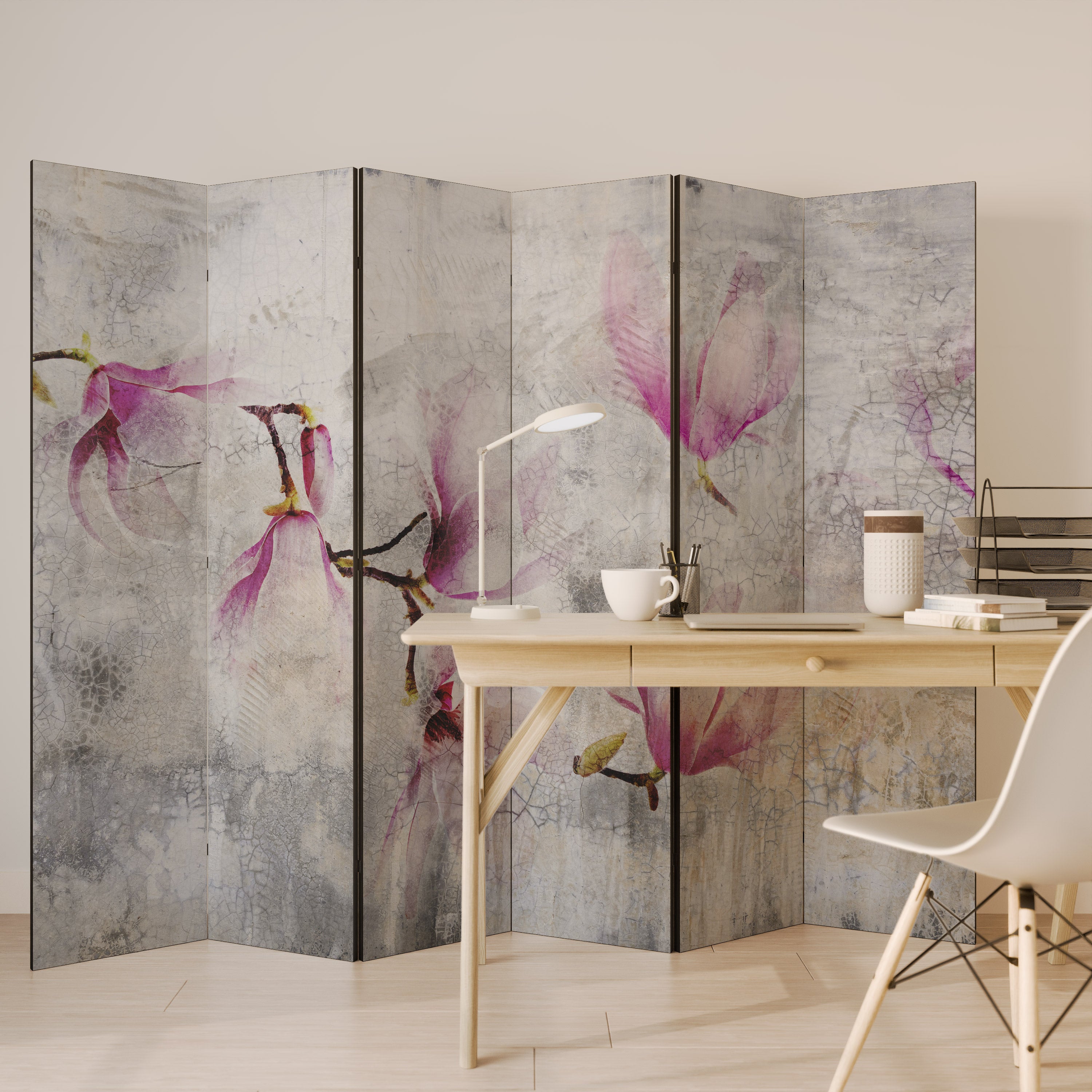 Biombo decorativo de 6 paneles ASTONISHING MAGNOLIA
