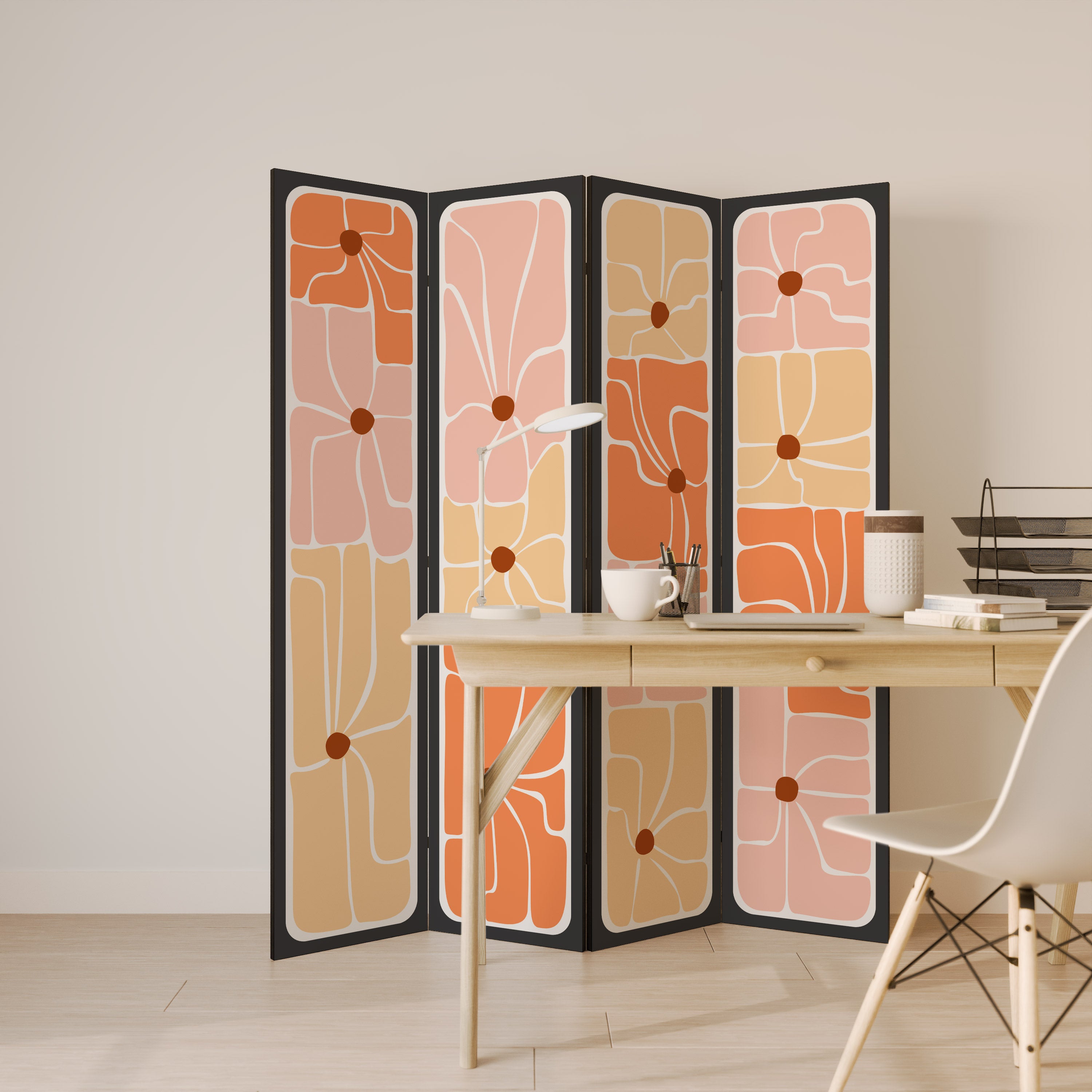 FINE CURRENTS Biombo de 4 paneles