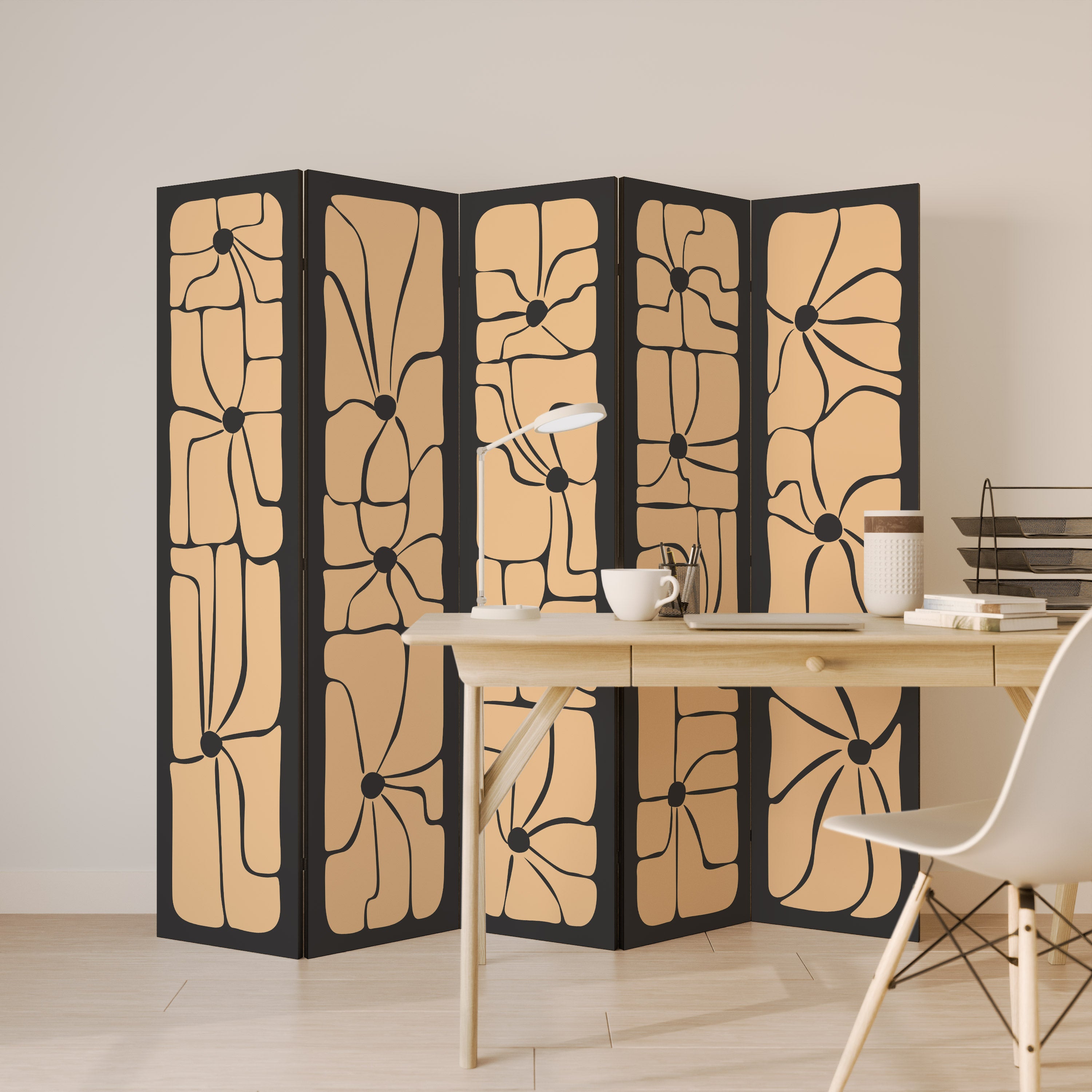 TRANQUIL CURRENTS Decorative 5-Panel Room Divider