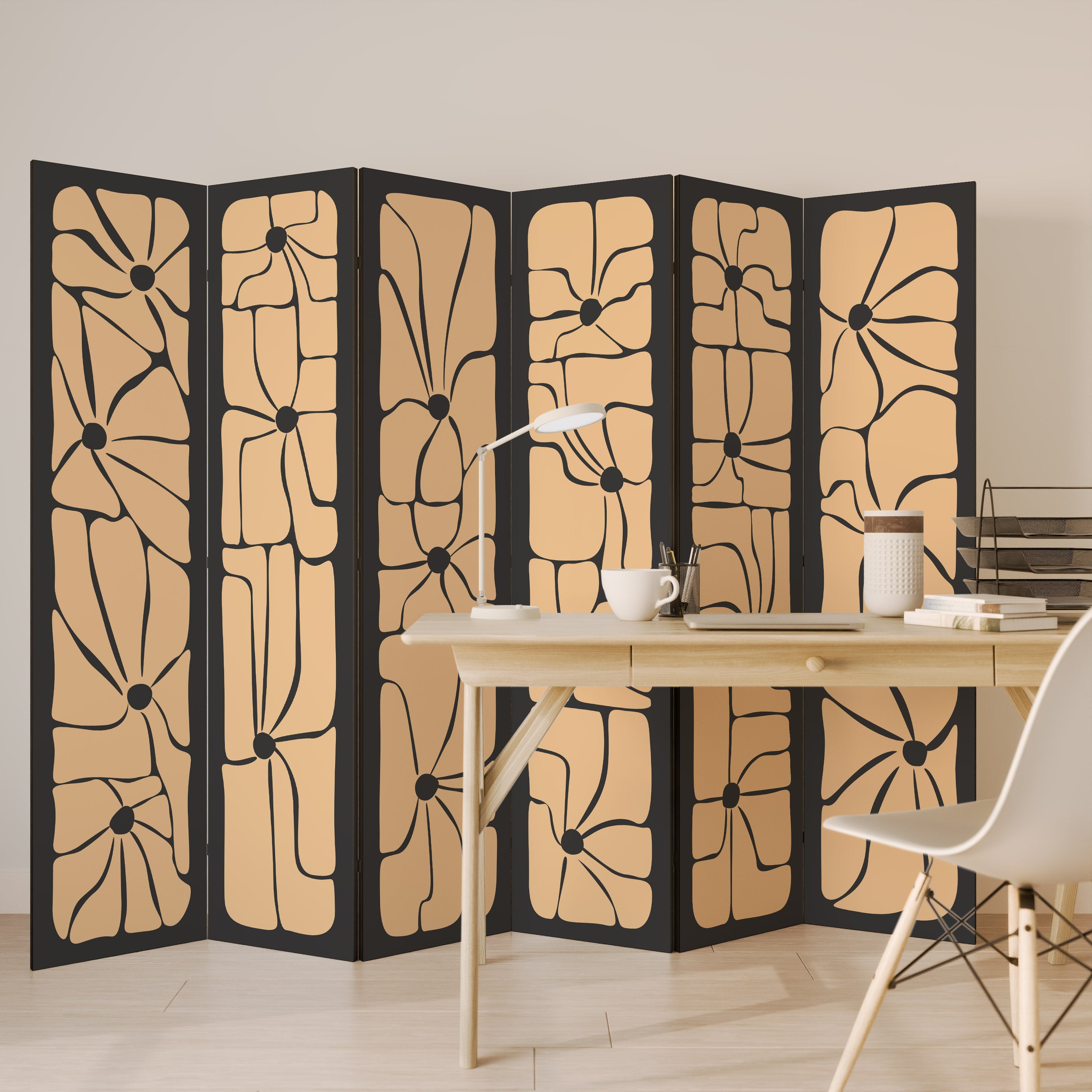 TRANQUIL CURRENTS Decorative 6-Panel Room Divider