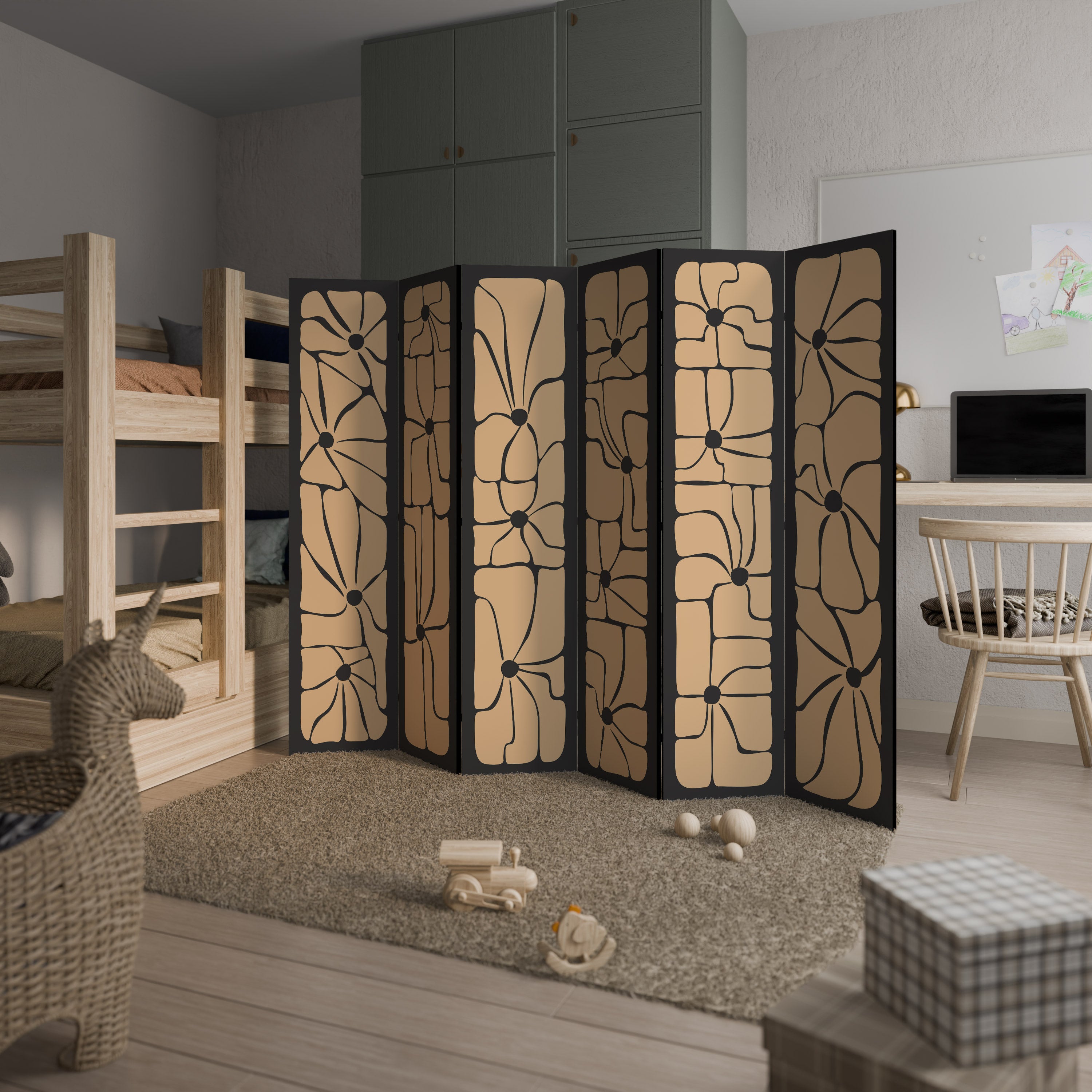 TRANQUIL CURRENTS Decorative 6-Panel Room Divider