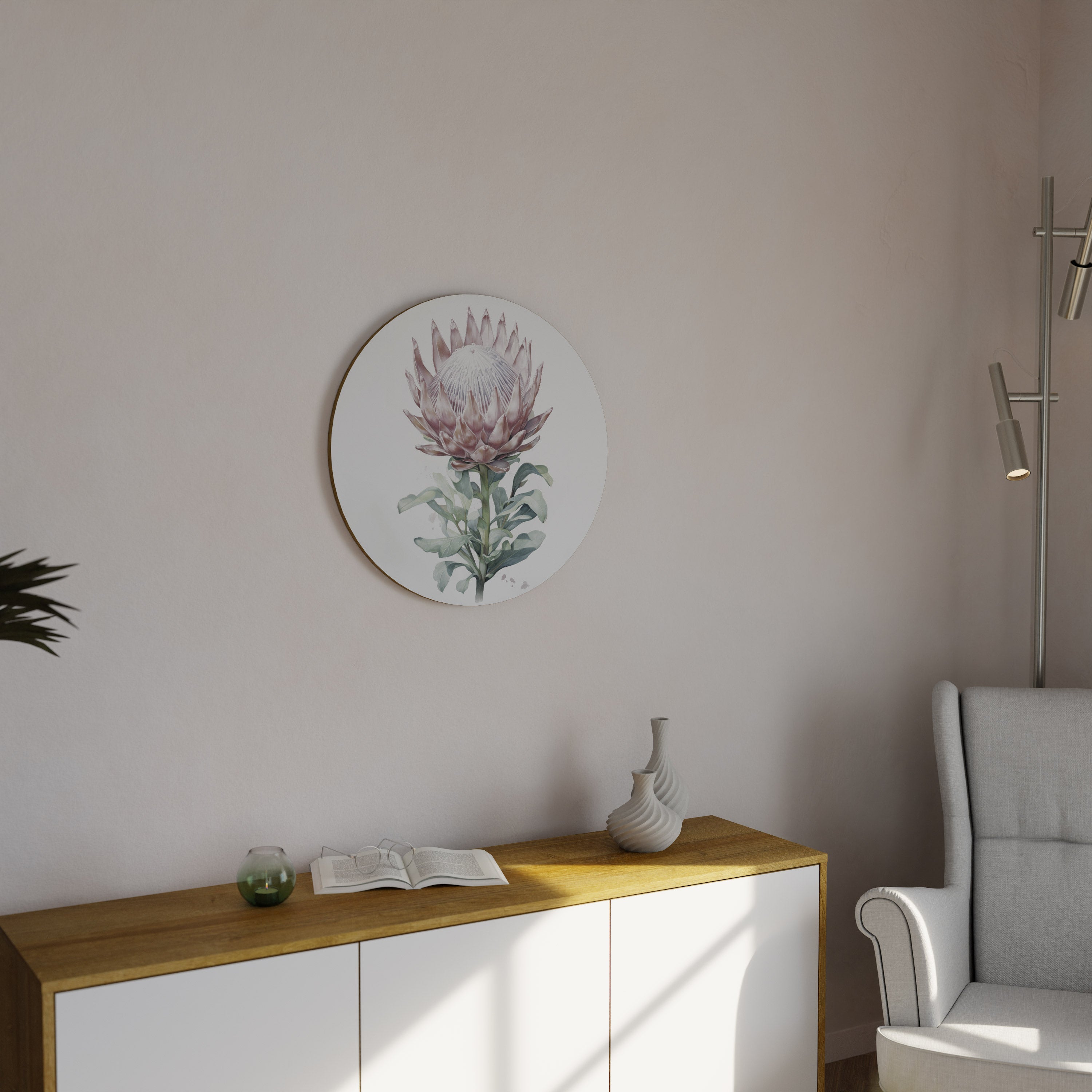 Arte de pared redondo ROYAL PROTEA