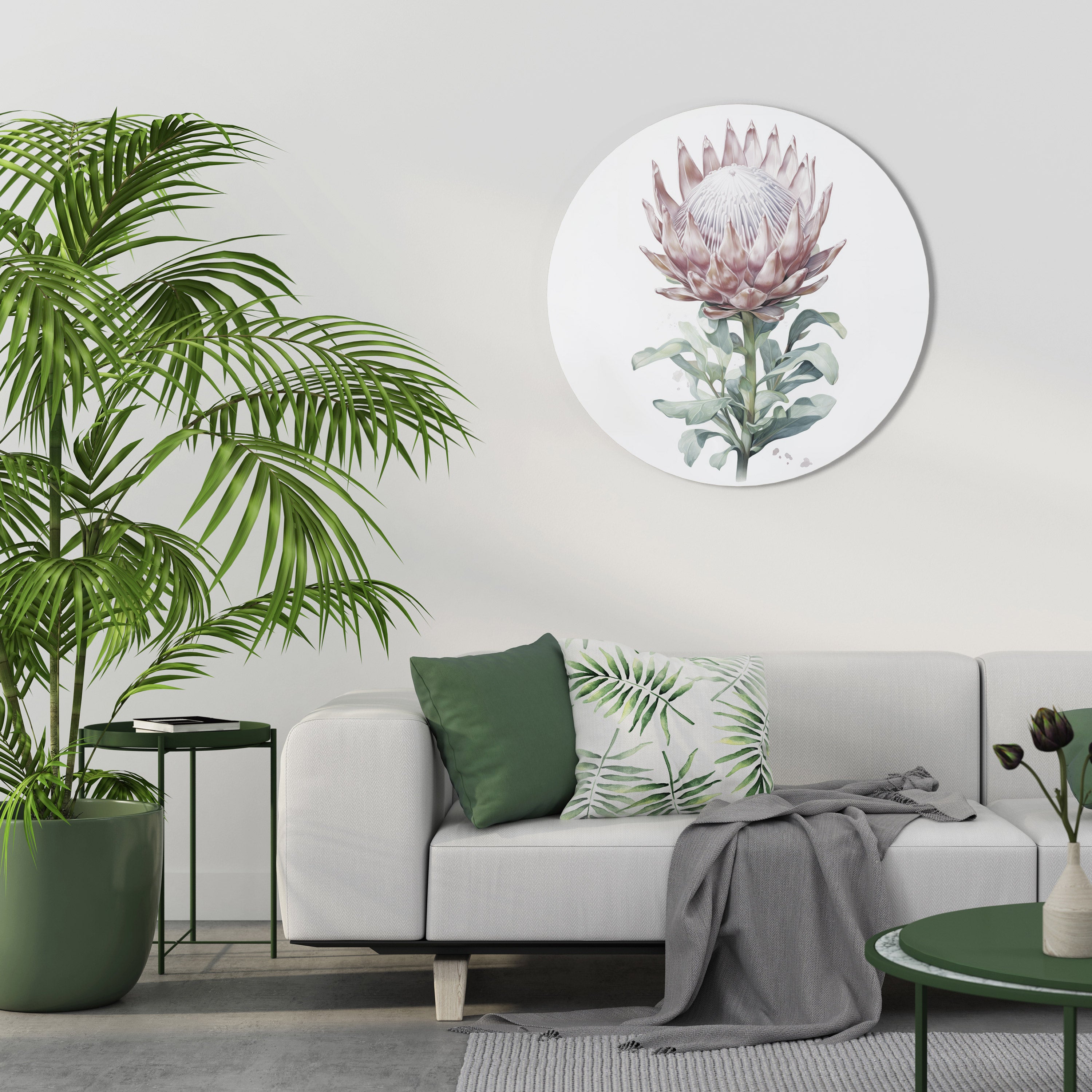 Arte de pared redondo ROYAL PROTEA
