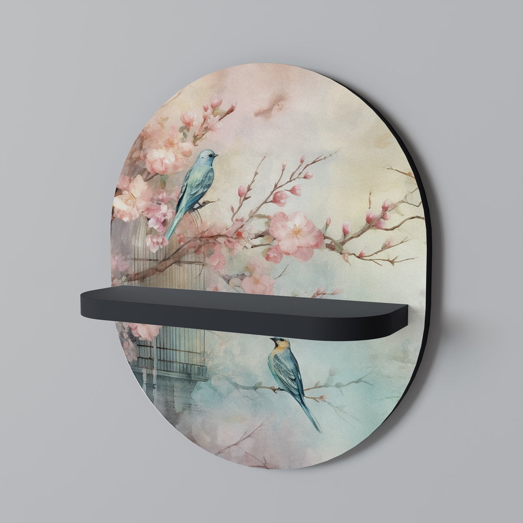Estantería de arte ovalada CHERRY BIRDSONG con acabado negro