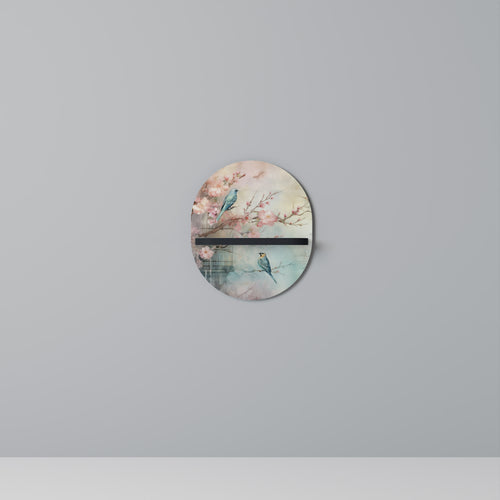 CHERRY BIRDSONG Estante Ovalado Decorativo en Acabado Negro