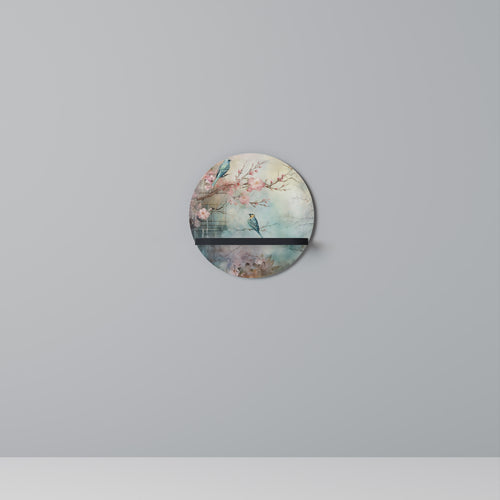 CHERRY BIRDSONG Estante Redondo Decorativo en Acabado Negro