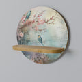 CHERRY BIRDSONG Round Art Shelf In Oak Effect