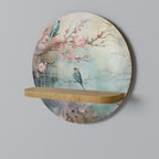 CHERRY BIRDSONG Round Art Shelf In Oak Effect