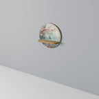 CHERRY BIRDSONG Round Art Shelf In Oak Effect