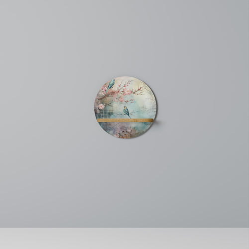 CHERRY BIRDSONG Estante Redondo Decorativo en Efecto Roble