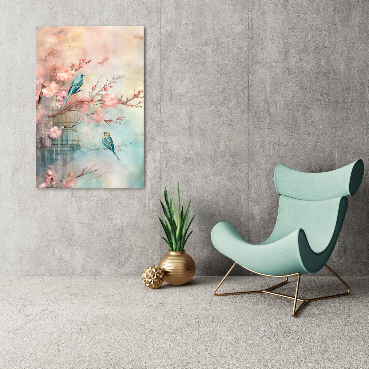 CHERRY BIRDSONG Vertical Canvas Print
