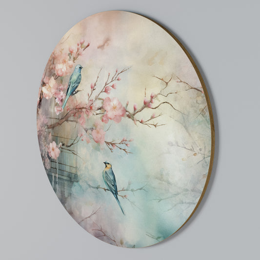 CHERRY BIRDSONG Round Wall Art