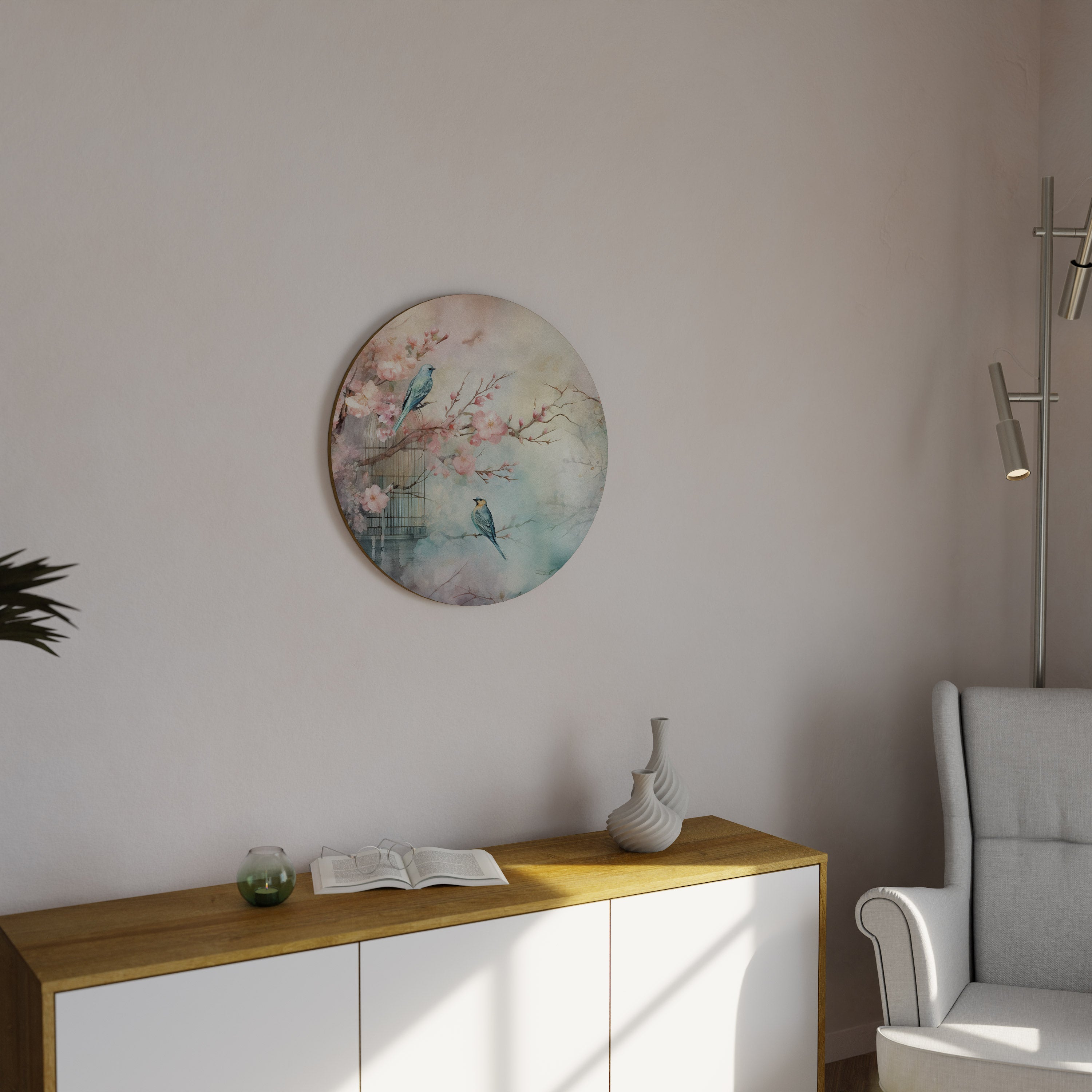 Arte de pared redondo CHERRY BIRDSONG