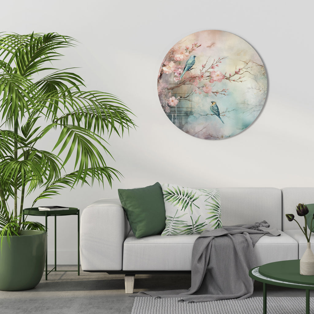 CHERRY BIRDSONG Round Wall Art
