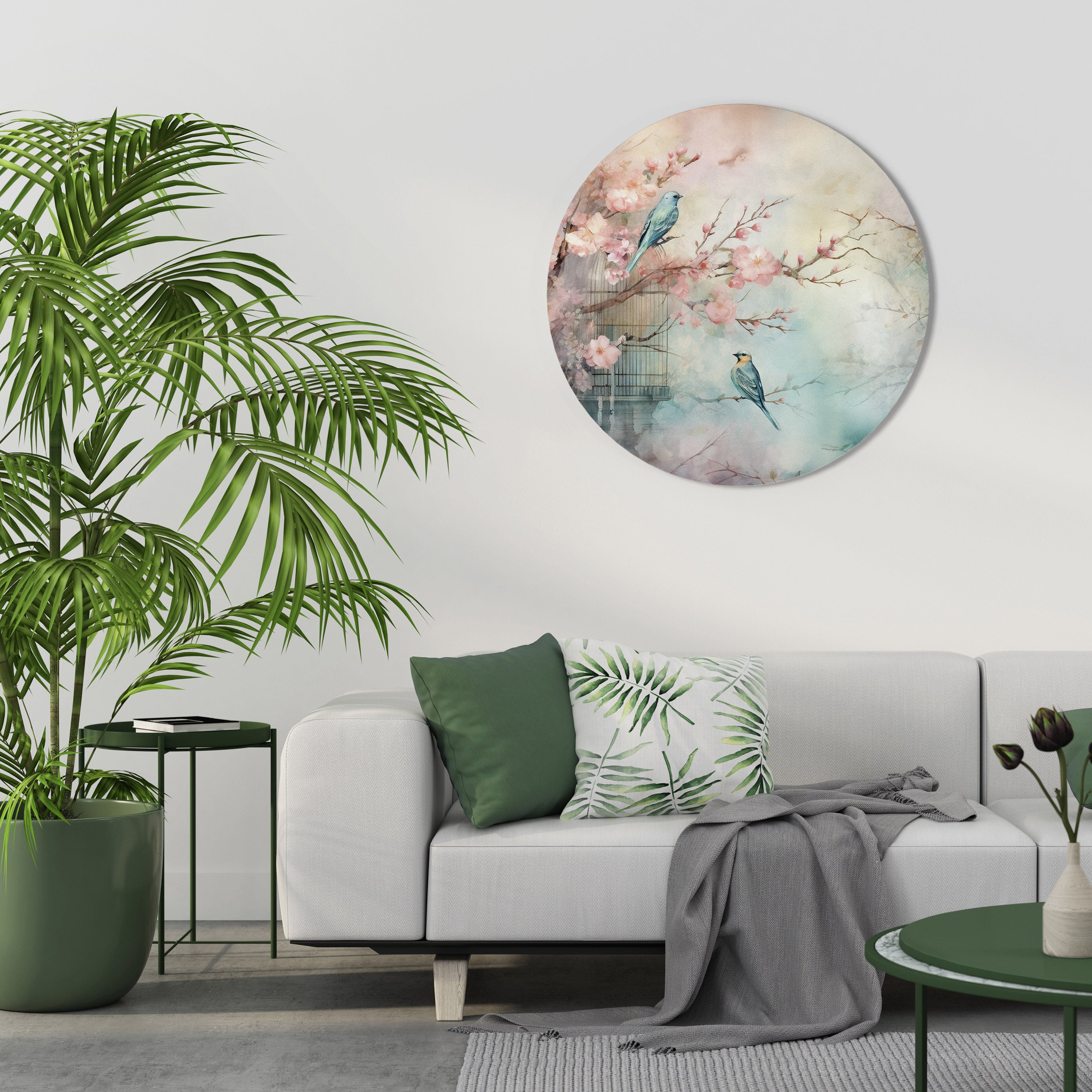 Arte de pared redondo CHERRY BIRDSONG