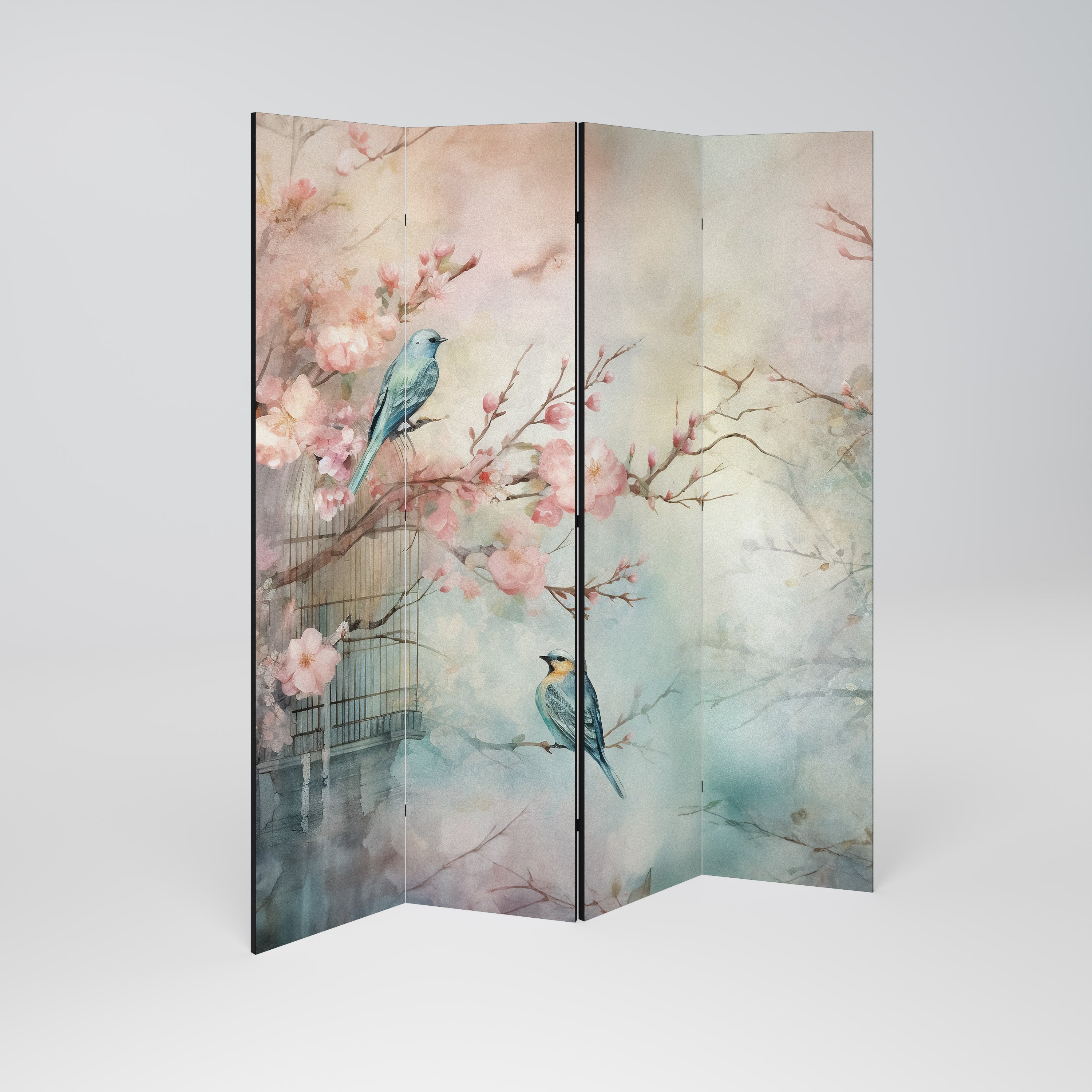 CHERRY BIRDSONG Biombo de 4 paneles