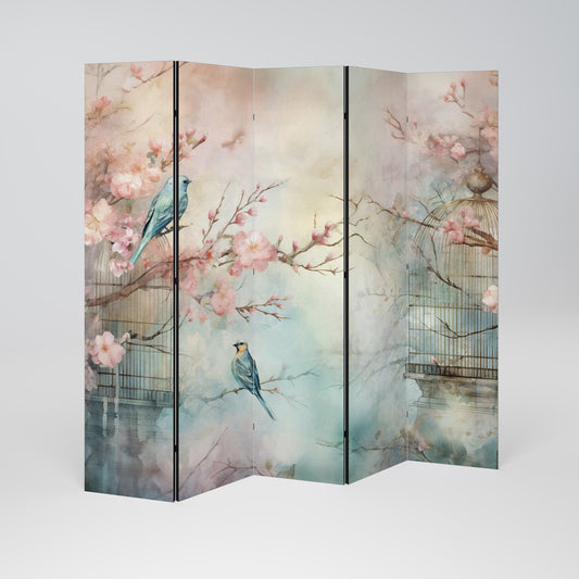 CHERRY BIRDSONG Biombo de 5 paneles
