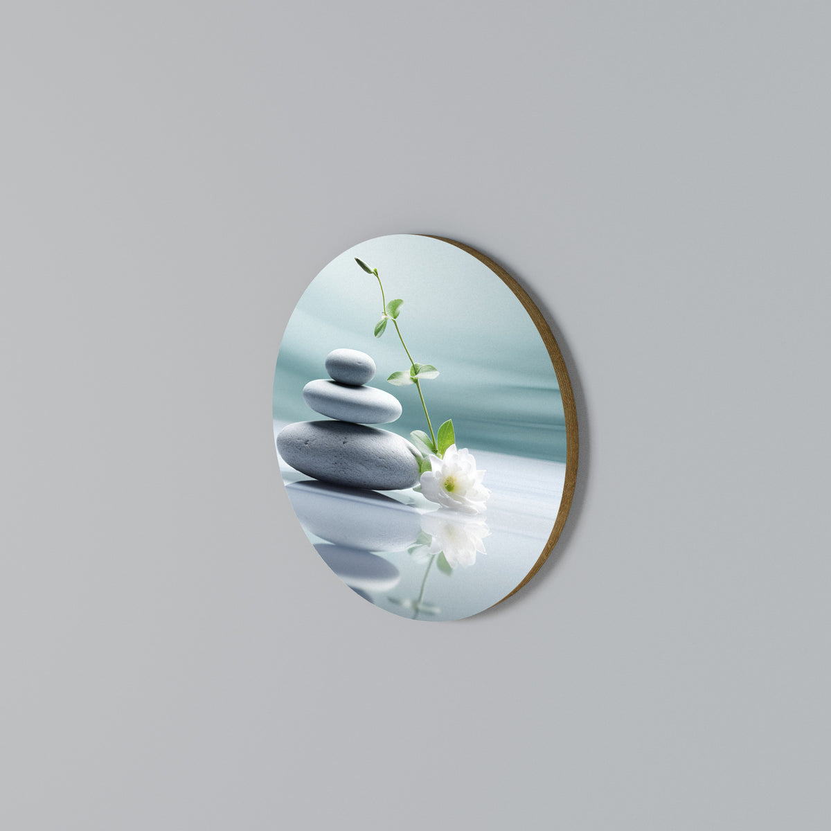 TRANQUIL STONE BALANCE Arte de pared redondo
