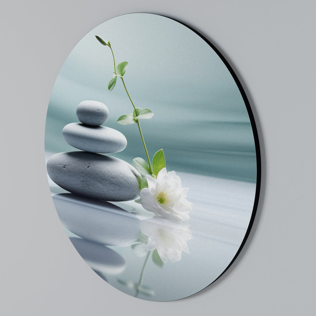 TRANQUIL STONE BALANCE Arte de pared redondo