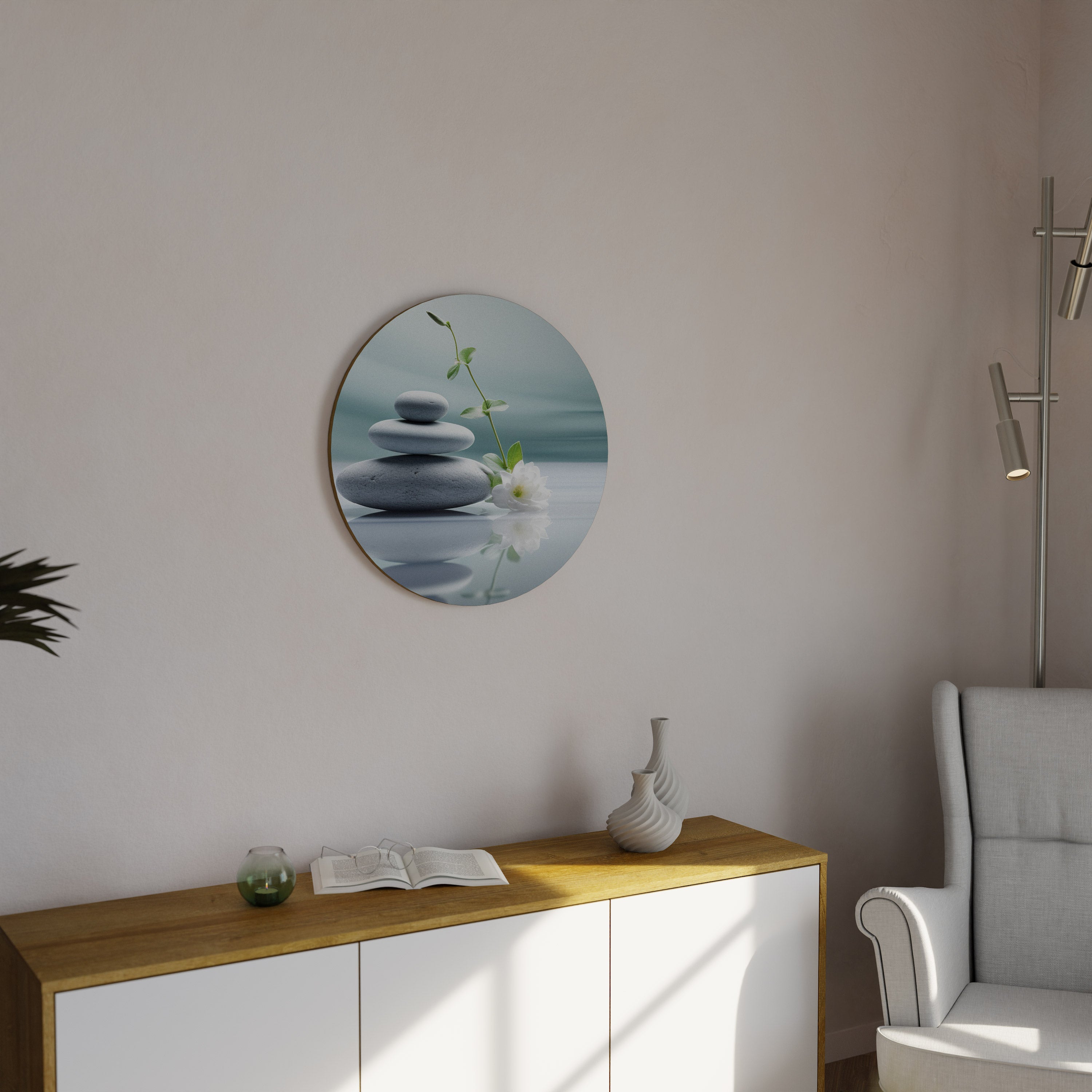 Arte de pared redondo TRANQUIL STONE BALANCE