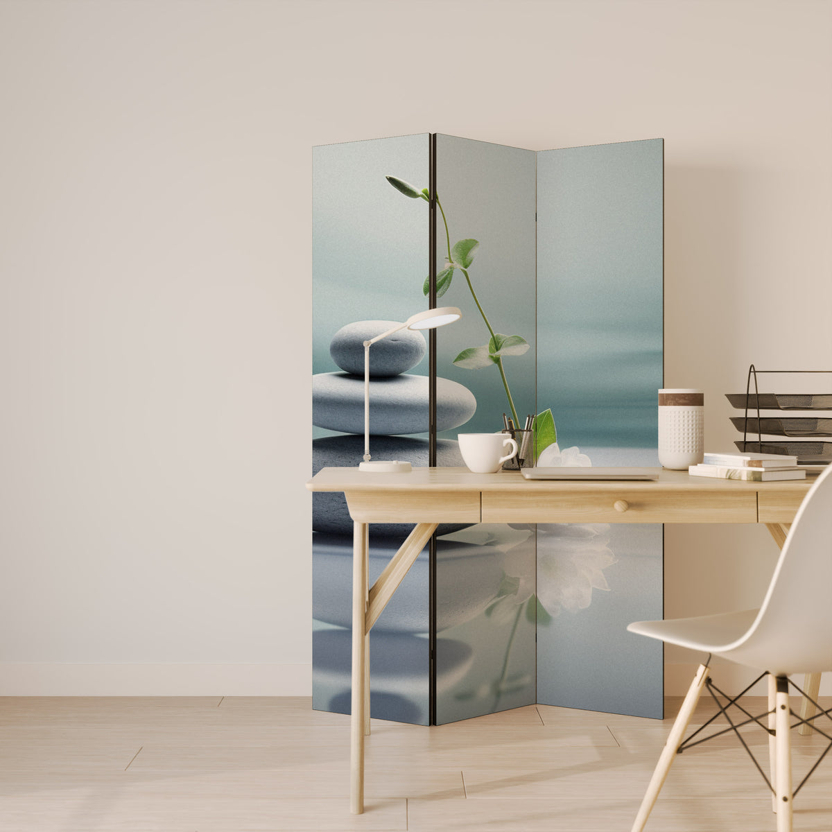 TRANQUIL STONE BALANCE Biombo de 3 paneles