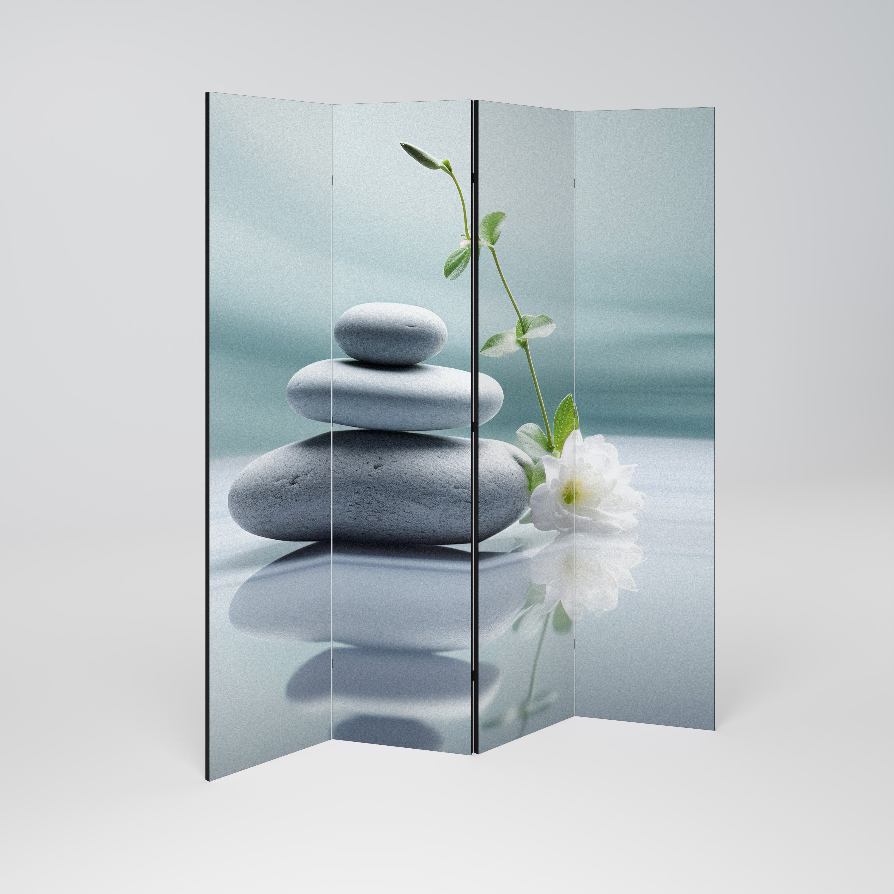 TRANQUIL STONE BALANCE Decorative 4-Panel Room Divider