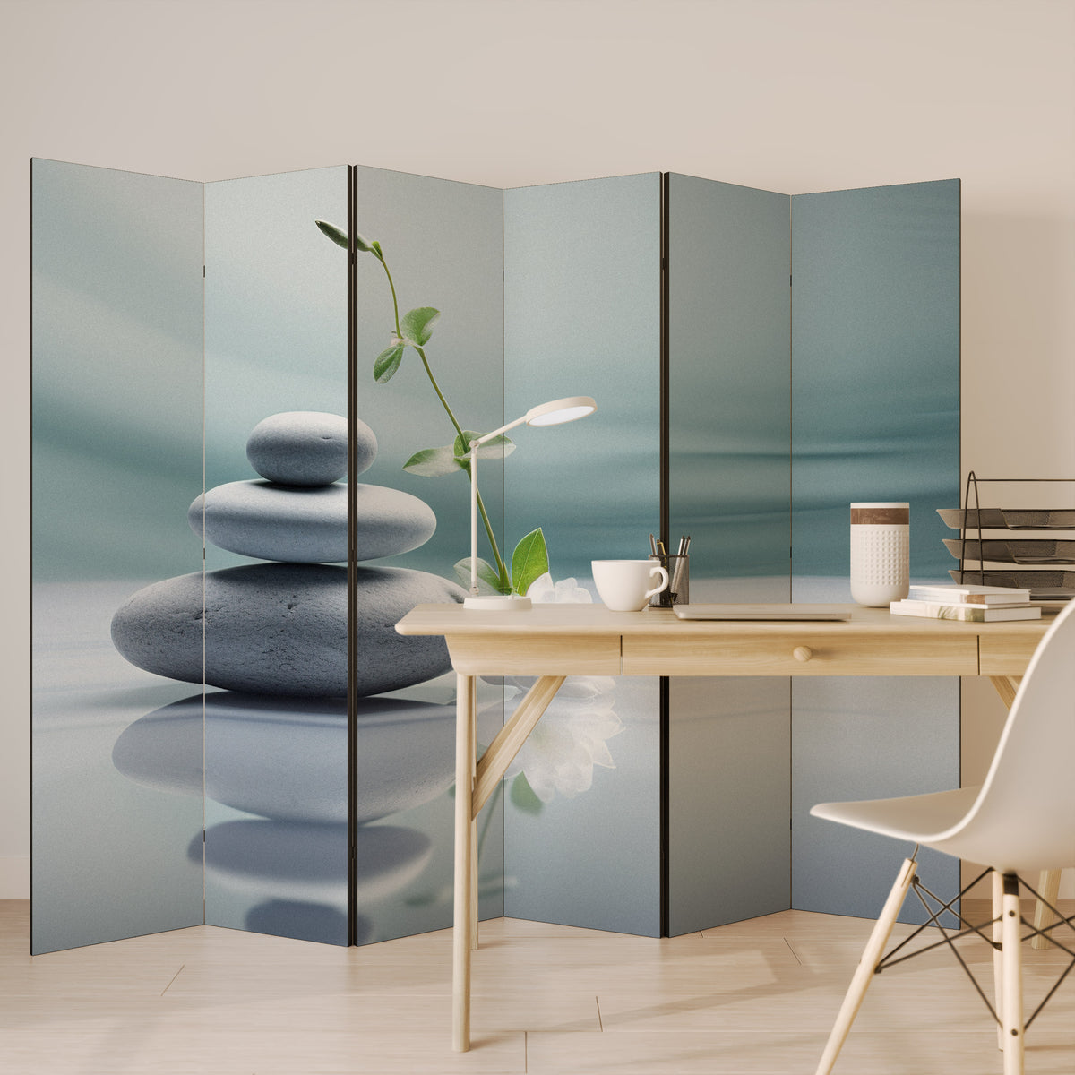 TRANQUIL STONE BALANCE Biombo de 6 paneles