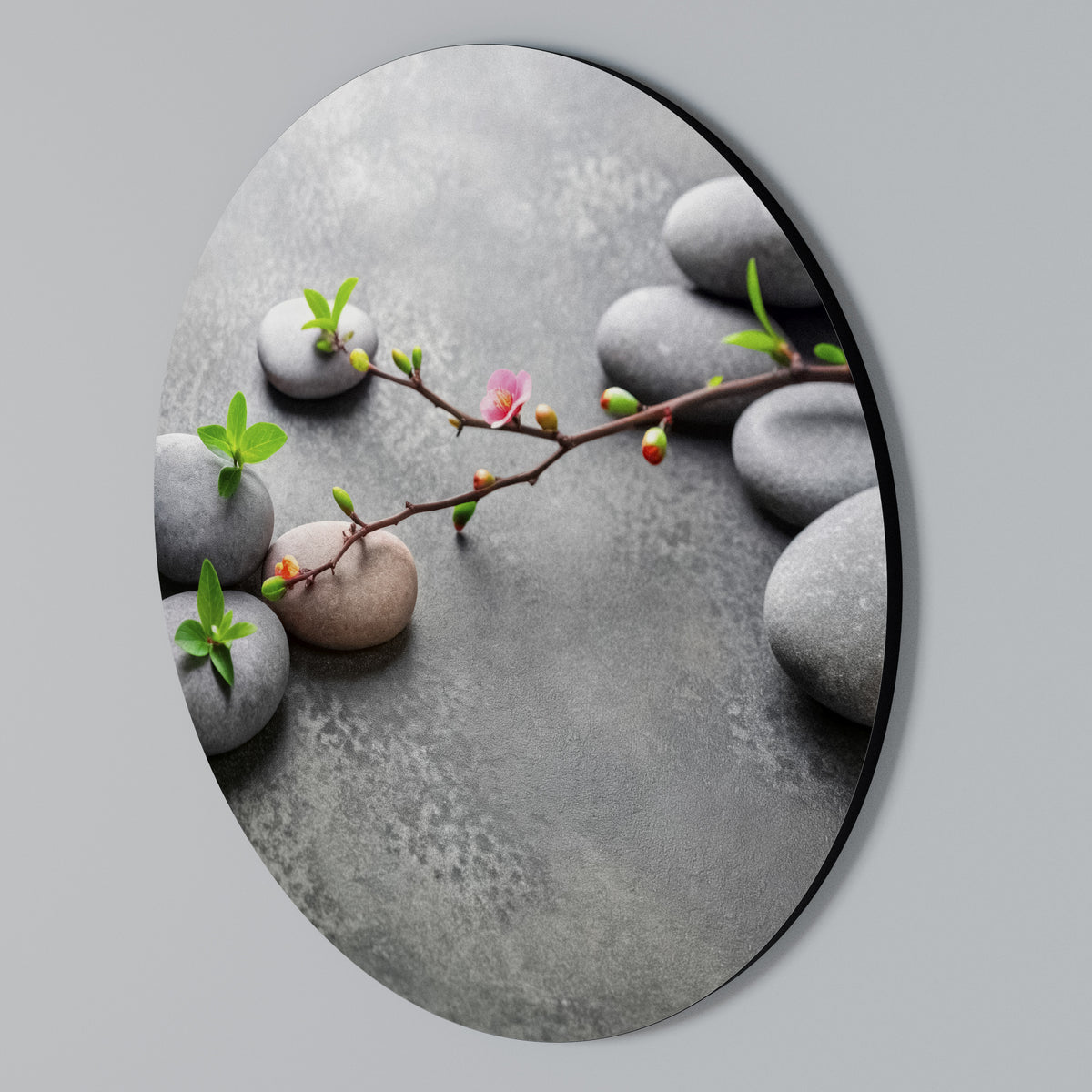 STONES AND BLOSSOMS Arte de pared redondo