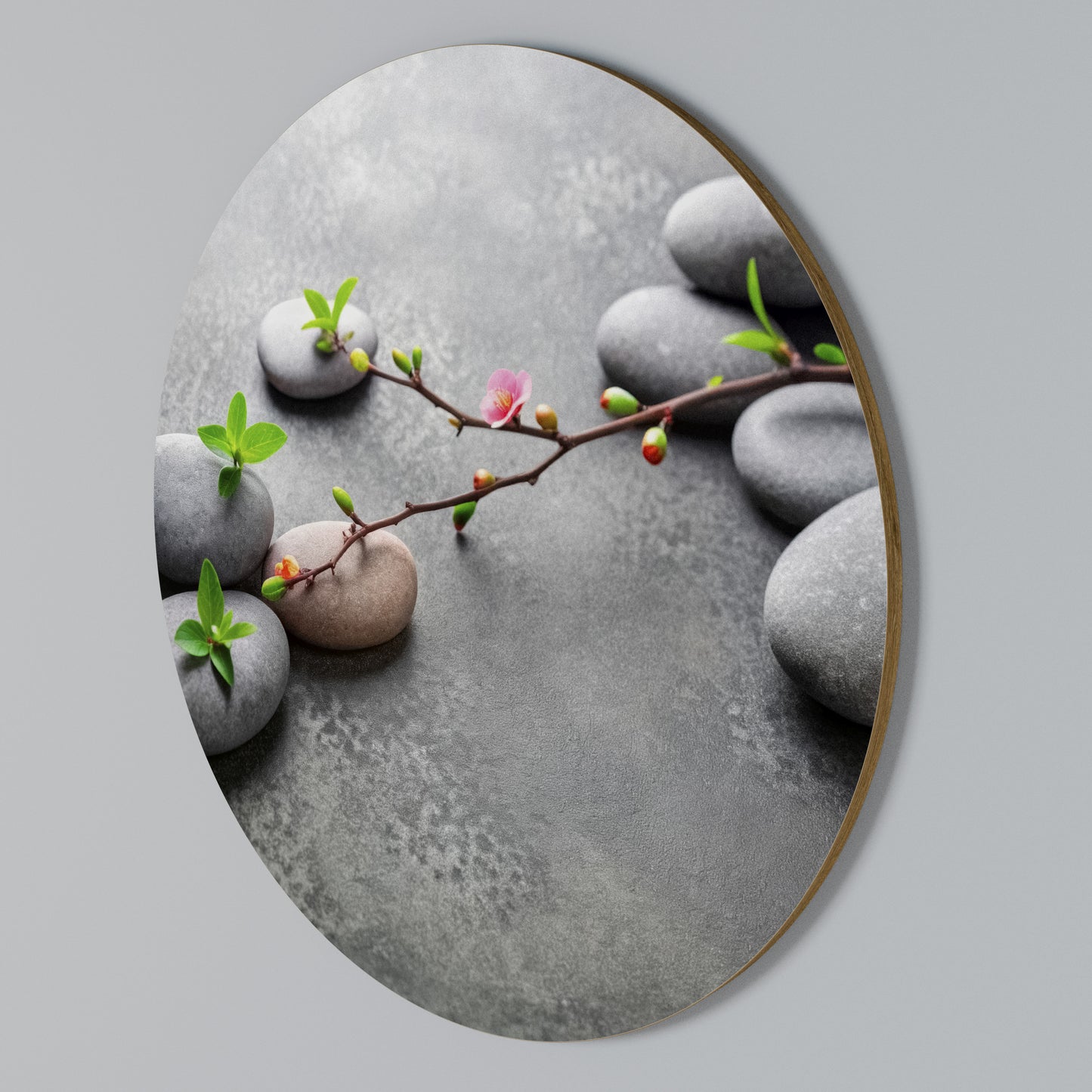 STONES AND BLOSSOMS Arte de pared redondo