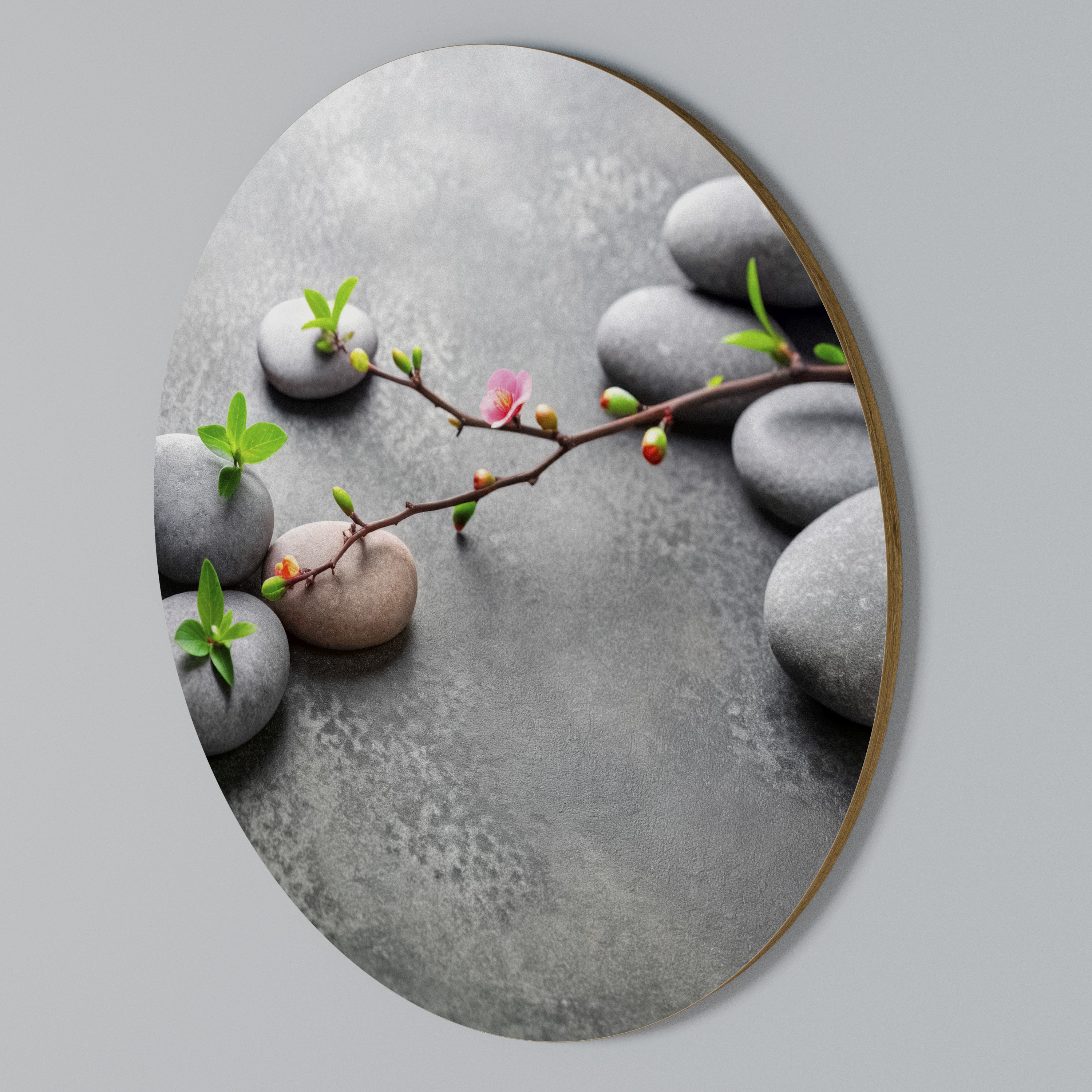 STONES AND BLOSSOMS Round Wall Art