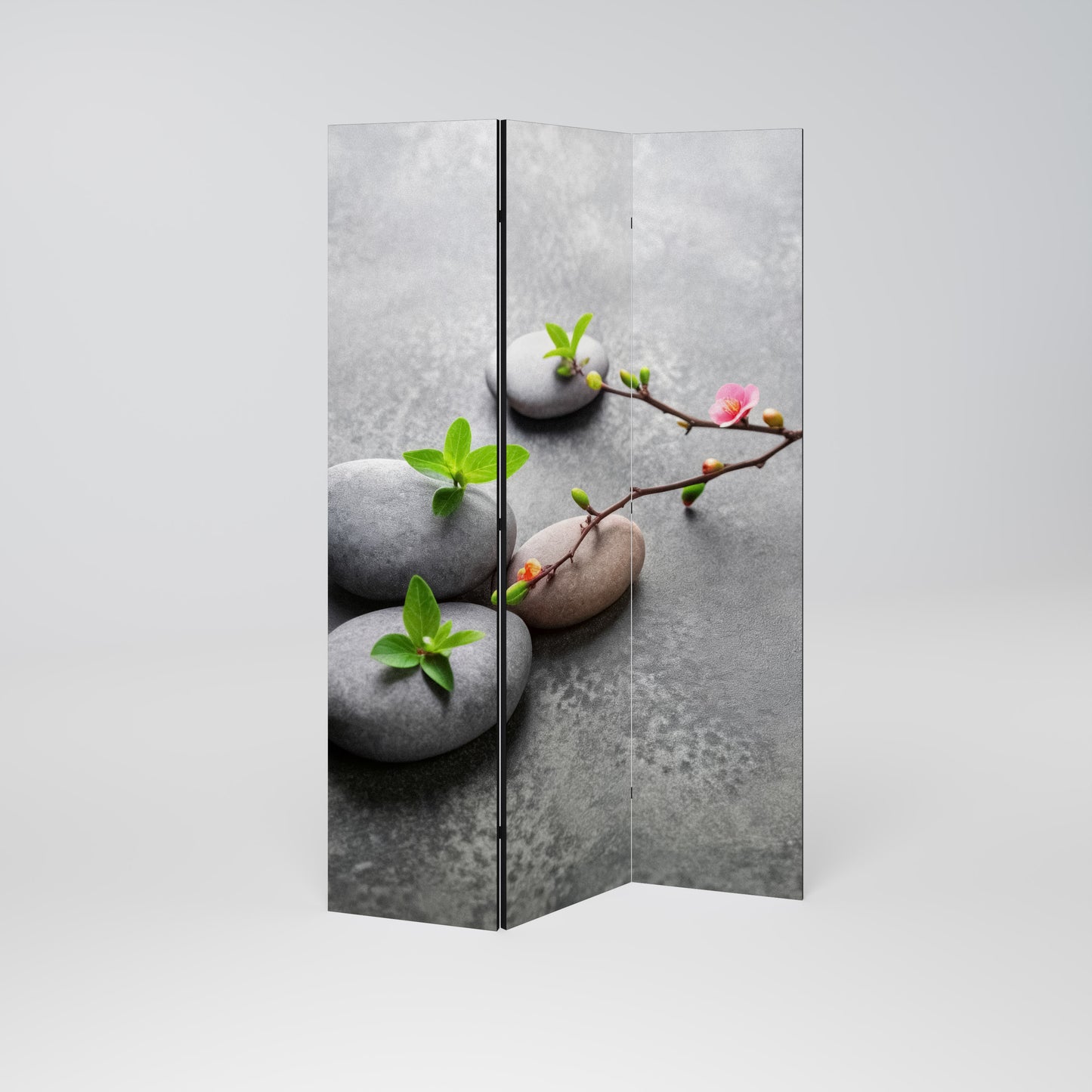 STONES AND BLOSSOMS Biombo de 3 paneles