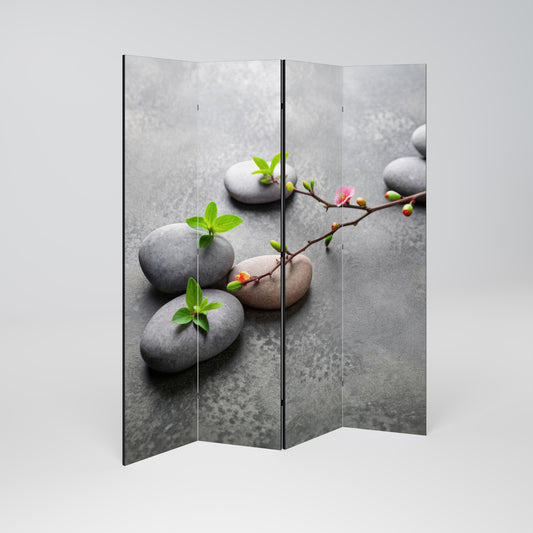 STONES AND BLOSSOMS Biombo de 4 paneles