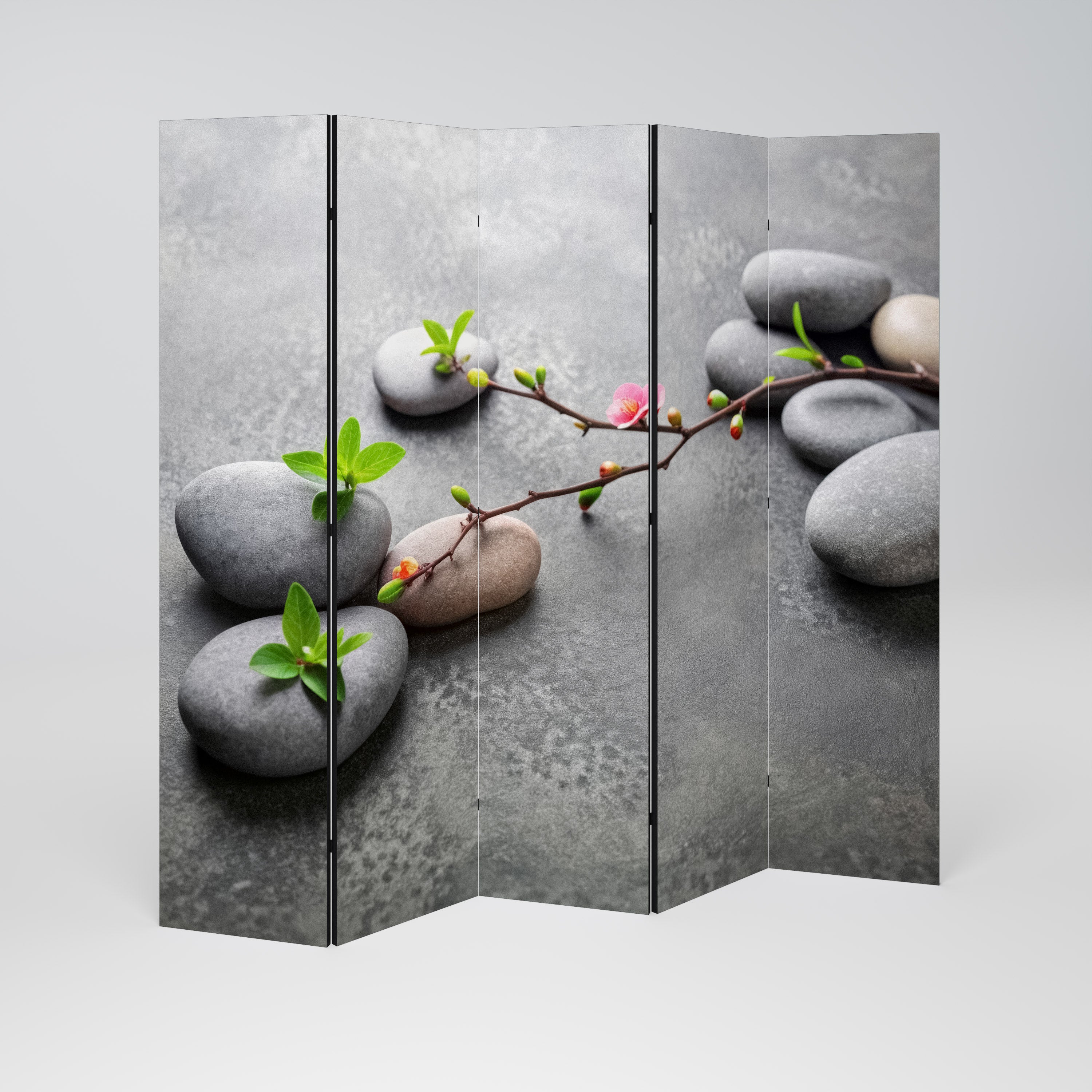 STONES AND BLOSSOMS 5-Panel Room Divider