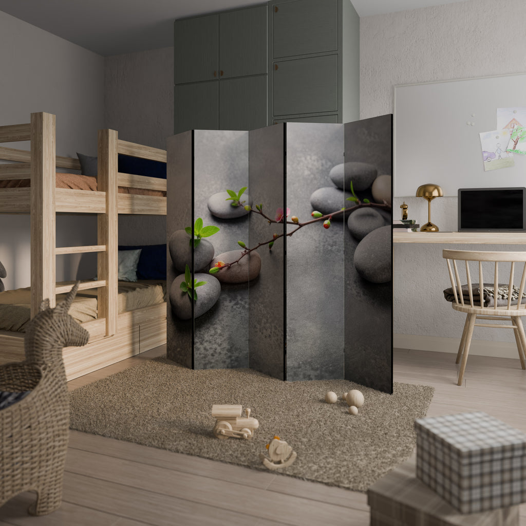STONES AND BLOSSOMS 5-Panel Room Divider