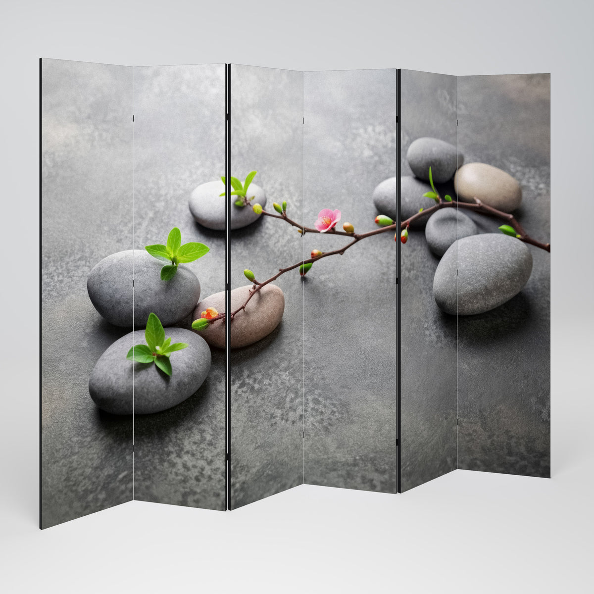 STONES AND BLOSSOMS Biombo de 6 paneles